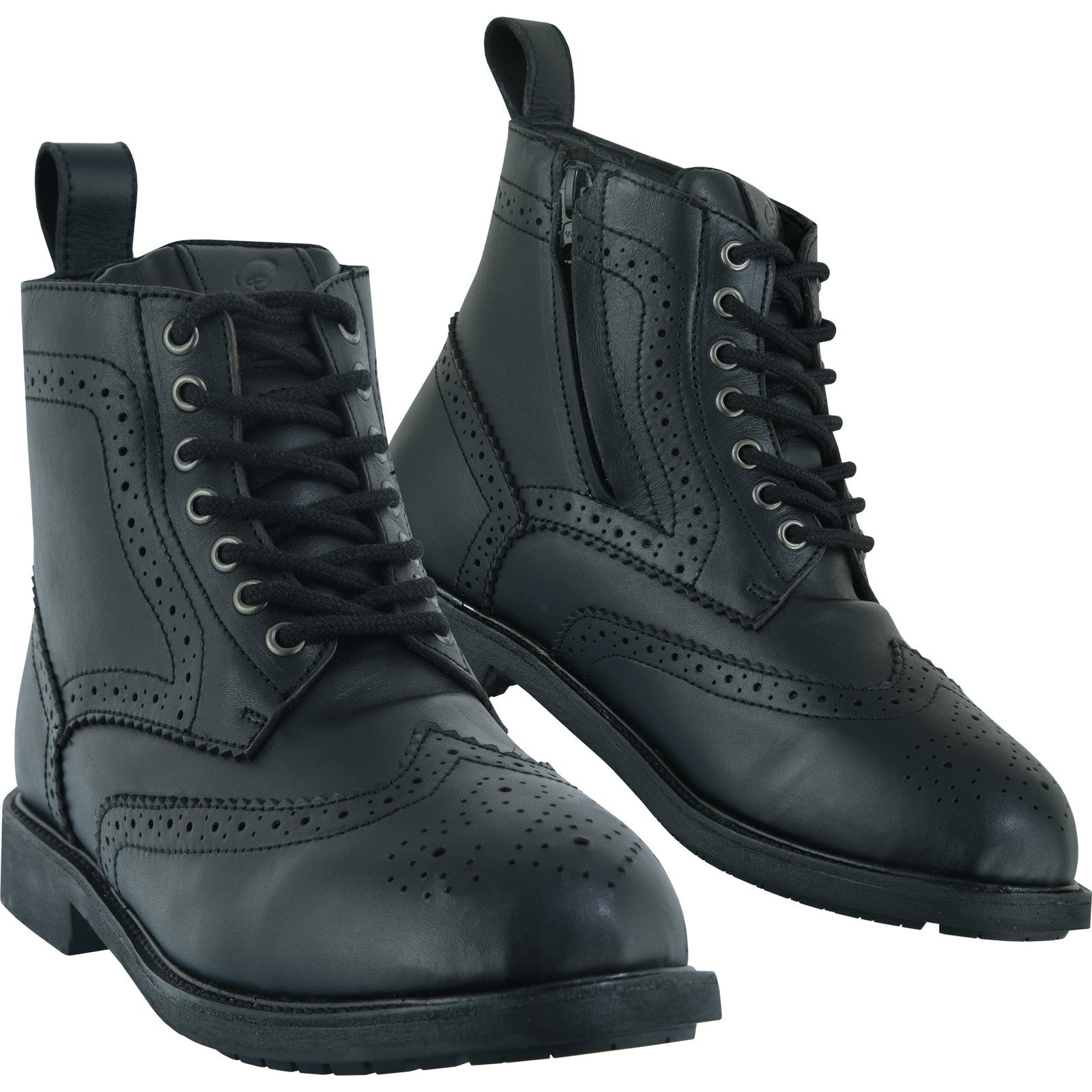 Black Officer Brogue Motorcycle Boots & Gear Shifter Pad – Black | Black Officer Brogue Motorcycle Boots & Gear Shifter Pad – Black |