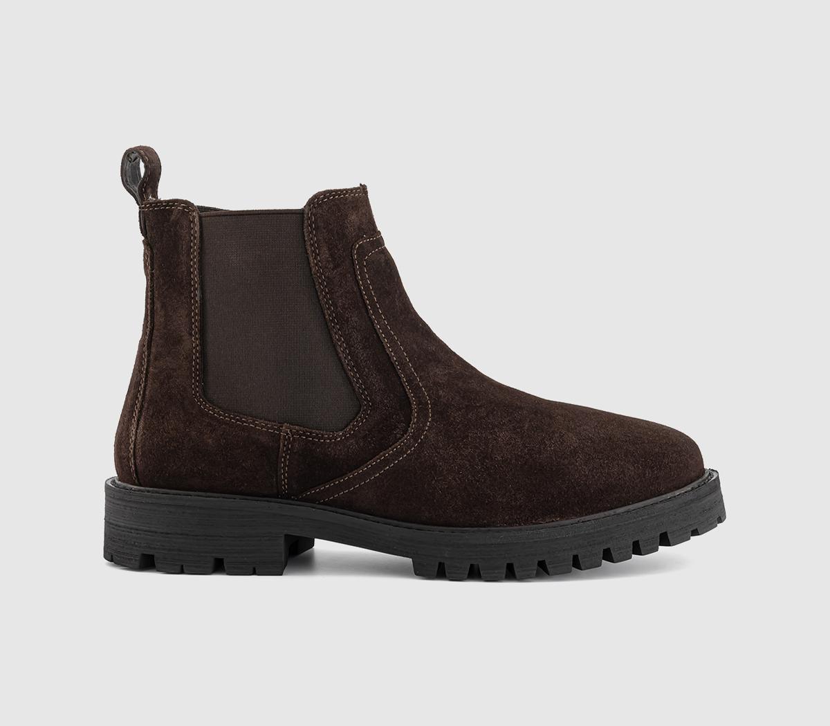 OFFICE Mens Beckett Chunky Chelsea Boots Chocolate Brown Suede OFFICE Mens Beckett Chunky Chelsea Boots Chocolate Brown Suede