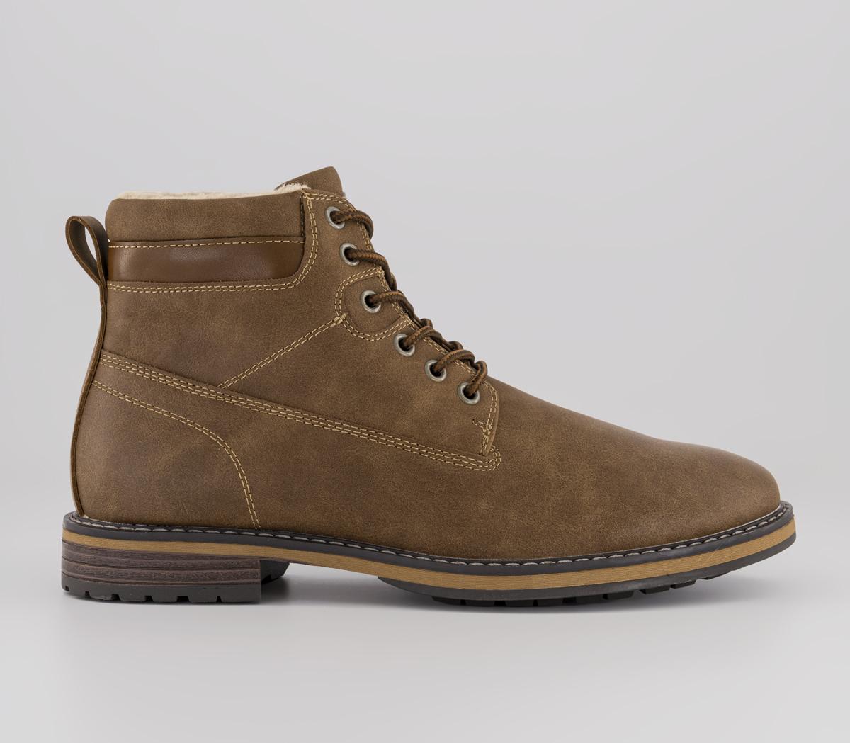 OFFICE Mens Brodie Borg Lined Lace Up Boots Tan OFFICE Mens Brodie Borg Lined Lace Up Boots Tan