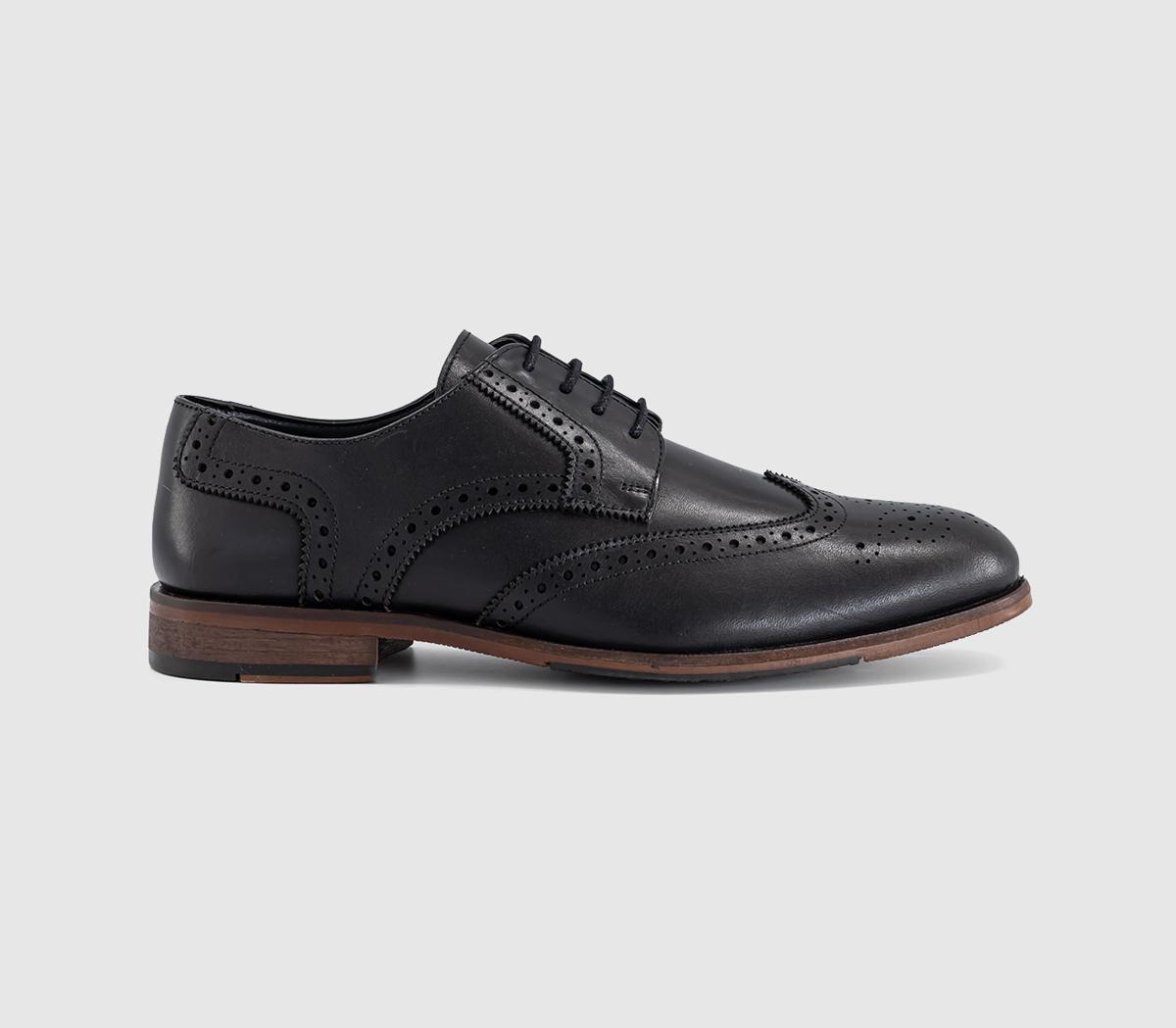 OFFICE Mens Melwin Lace Up Derby Brogue Shoes Black Leather OFFICE Mens Melwin Lace Up Derby Brogue Shoes Black Leather