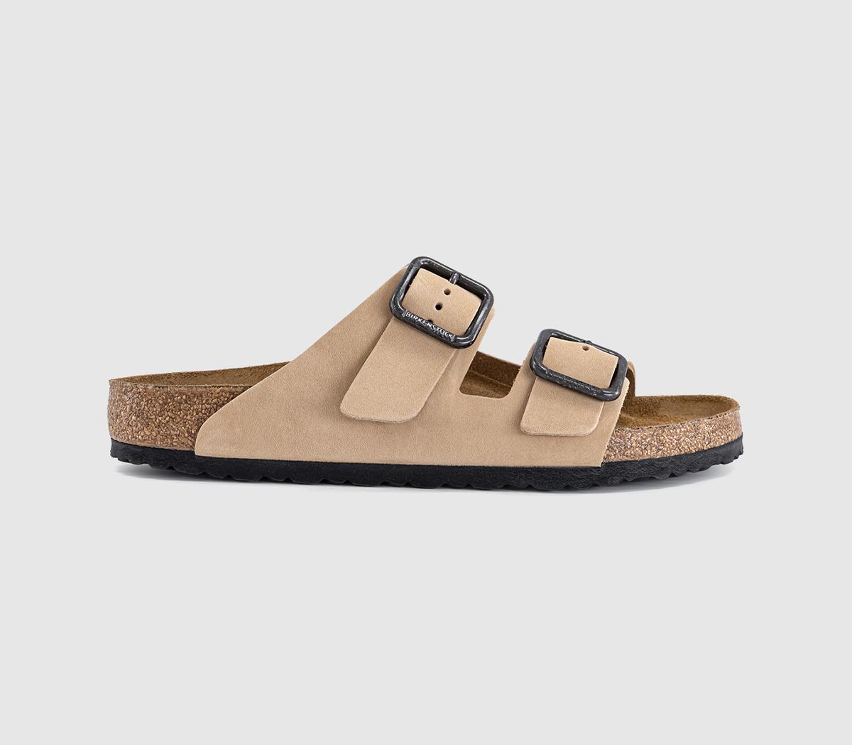 Birkenstock Mens Arizona Wire Buckle Sandals Sandcastle Nubuck Natural Birkenstock Mens Arizona Wire Buckle Sandals Sandcastle Nubuck Natural