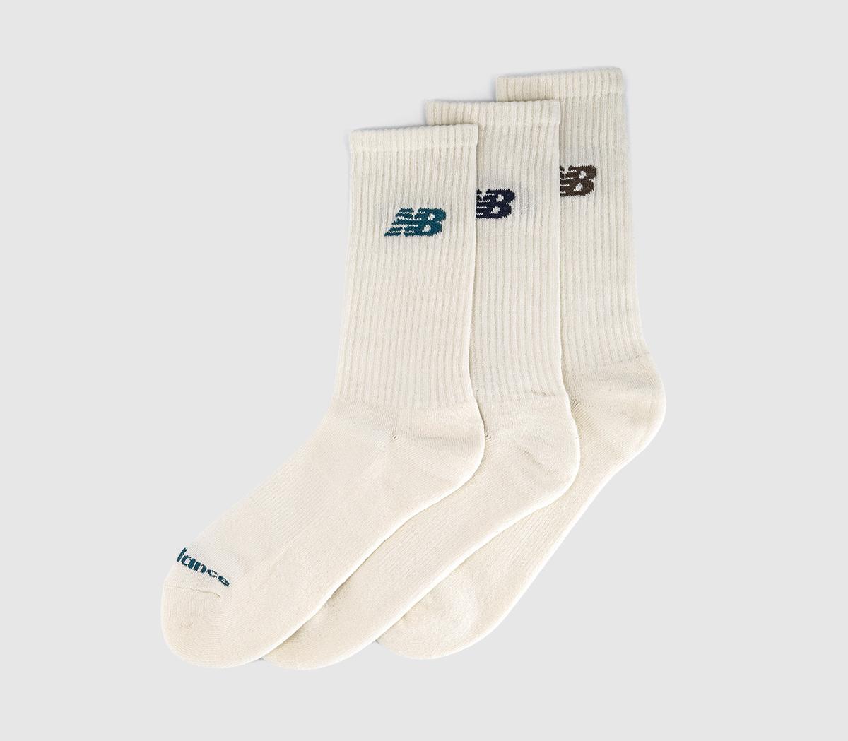 New Balance Socks NB Everyday Crew Sea Salt Navy Teal Brown Natural New Balance Socks NB Everyday Crew Sea Salt Navy Teal Brown Natural