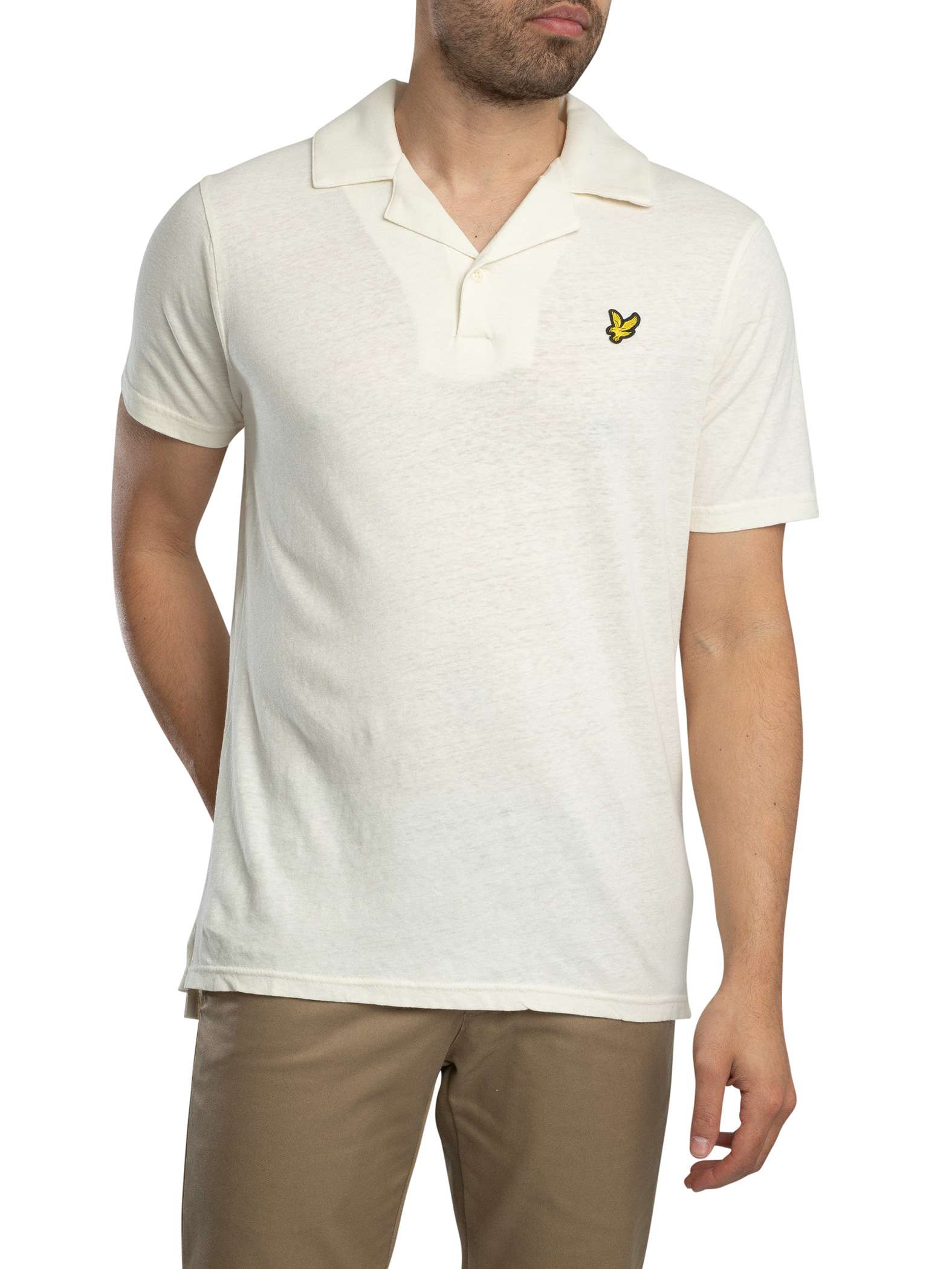 Linen Revere Collar Polo Shirt Linen Revere Collar Polo Shirt