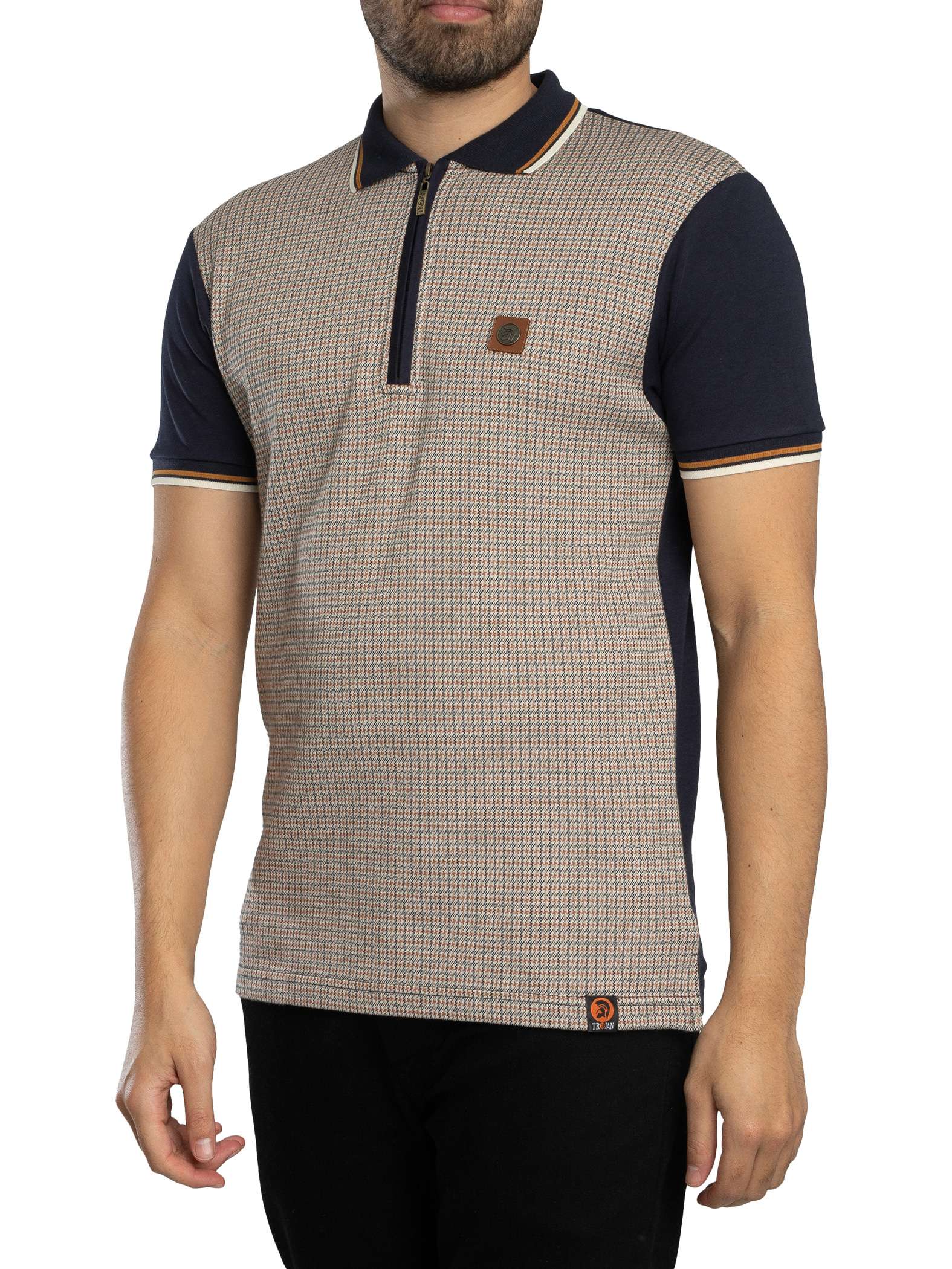 Mini Houndstooth Zip Panel Polo Shirt Mini Houndstooth Zip Panel Polo Shirt