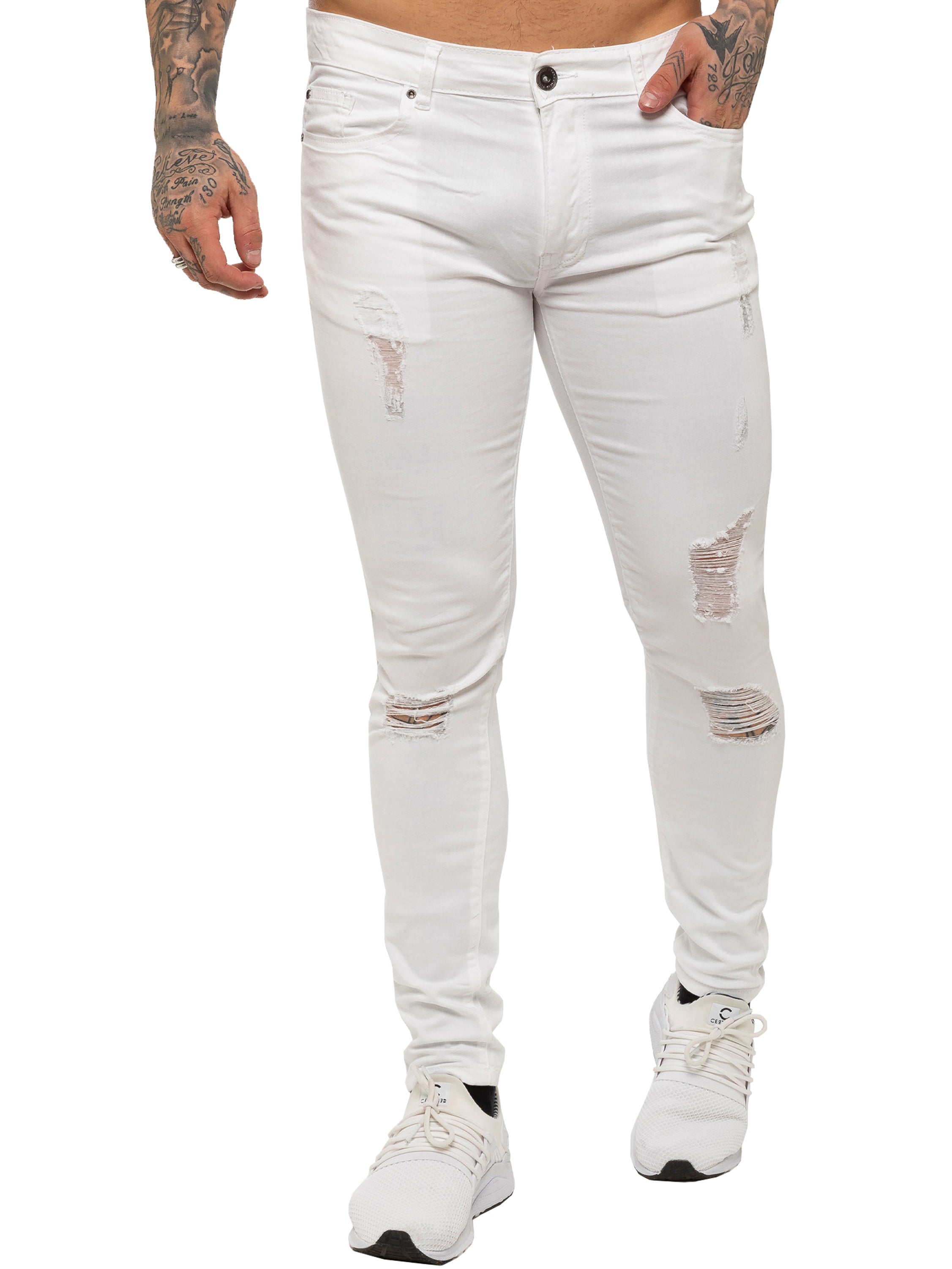 Mens Super Skinny Stretch Ripped Jeans