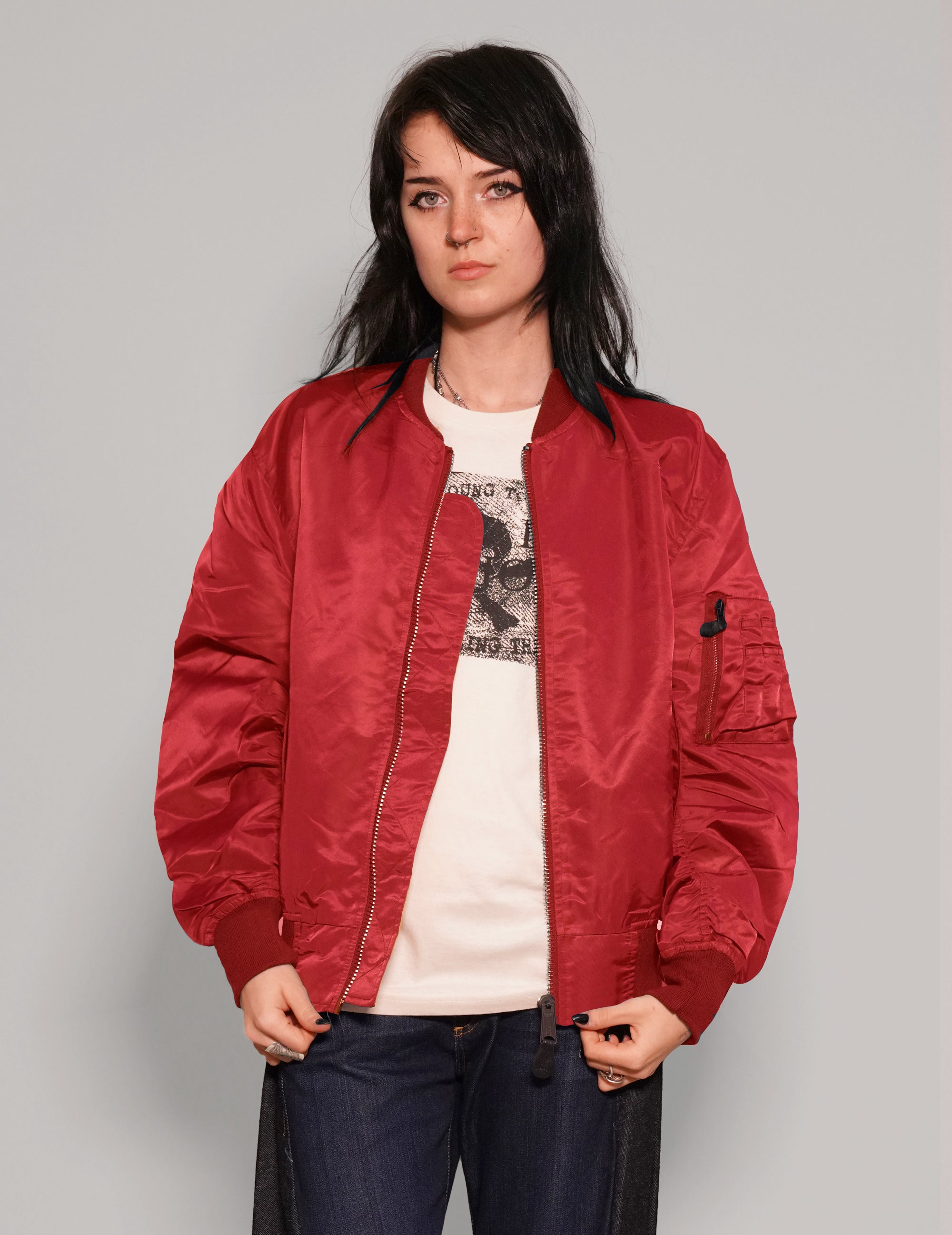 MA- Light Weight Bomber Jacket in Red – L With Logo MA- Light Weight Bomber Jacket in Red – L With Logo