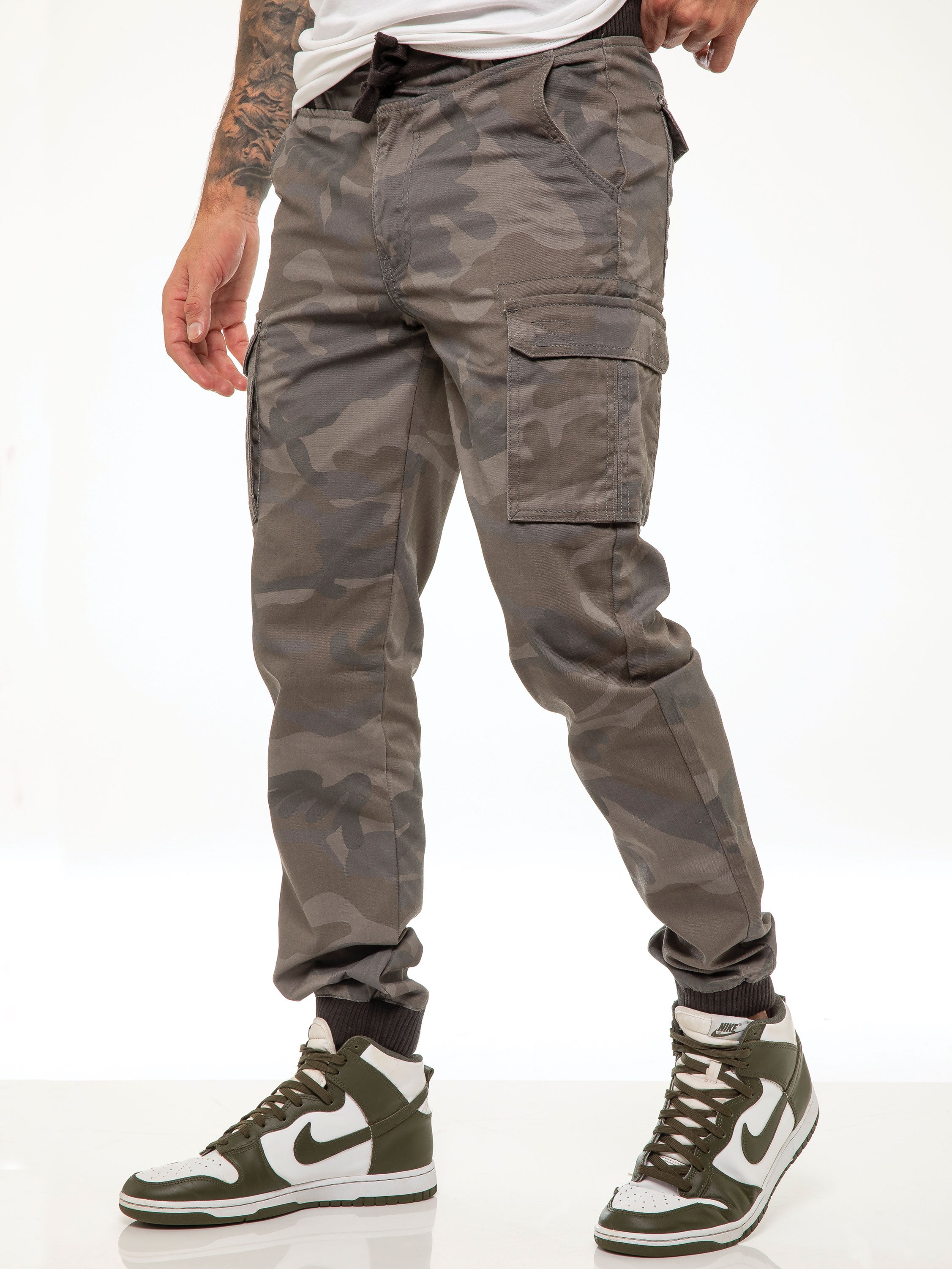 ENZO Mens Military Combat Cuffed Camouflage Jeans – Grey W Regular “ ENZO Mens Military Combat Cuffed Camouflage Jeans – Grey W Regular “