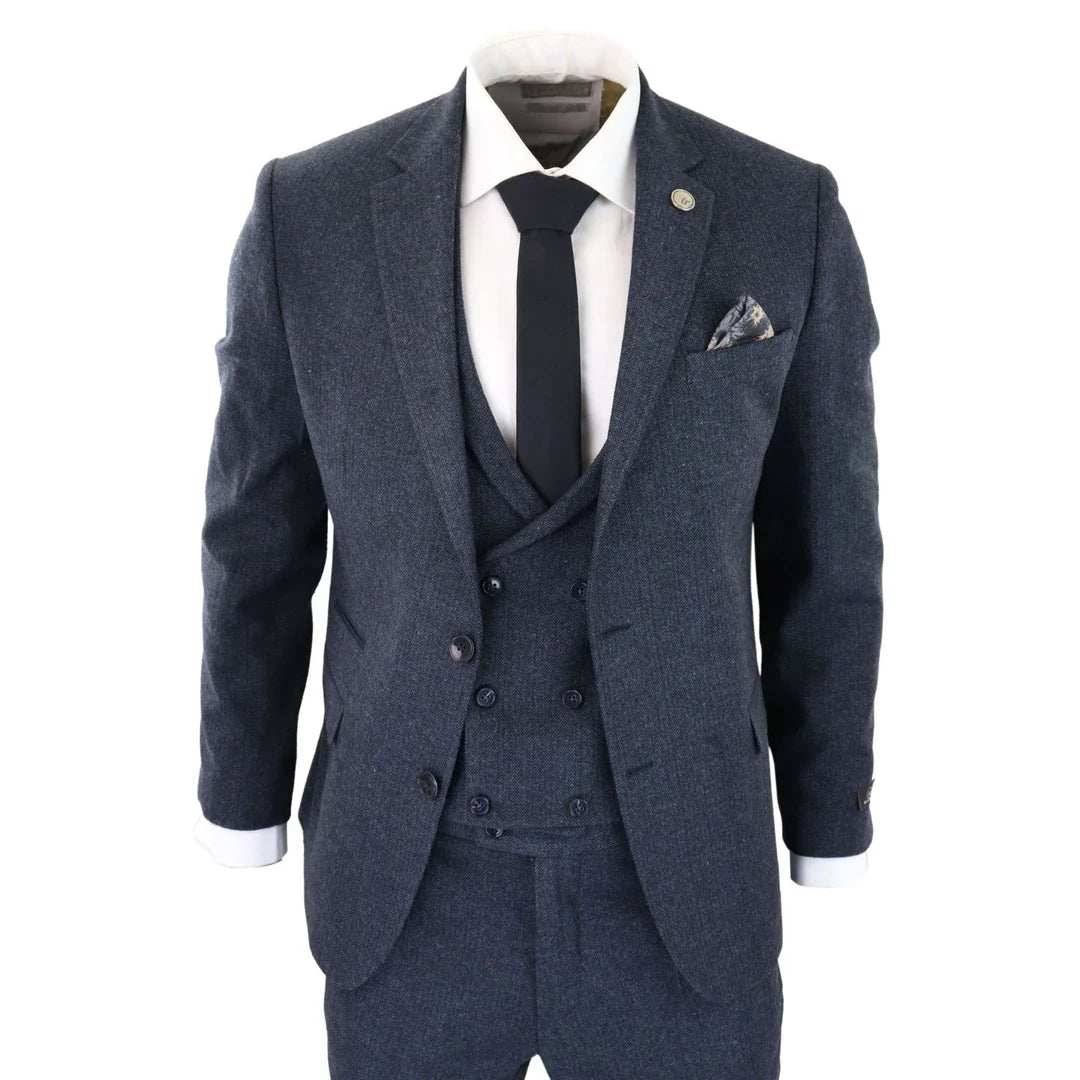 WS – Men’s Piece Tweed Suit Blue Double Breasted Waistcoat – ” Jacket ” Trousers WS – Men’s Piece Tweed Suit Blue Double Breasted Waistcoat – ” Jacket ” Trousers