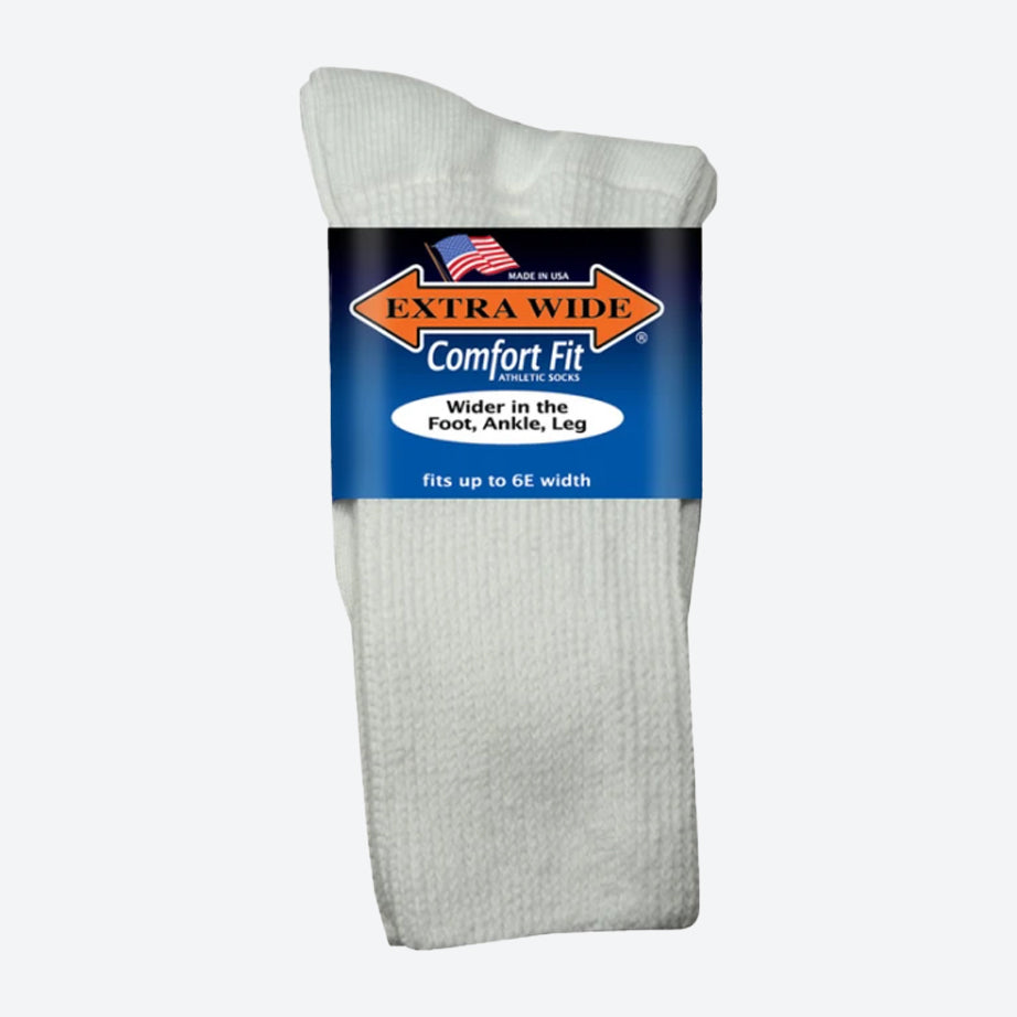 Mens Extra Wide Comfort Fit Athletic Socks, – White Mens Extra Wide Comfort Fit Athletic Socks, – White