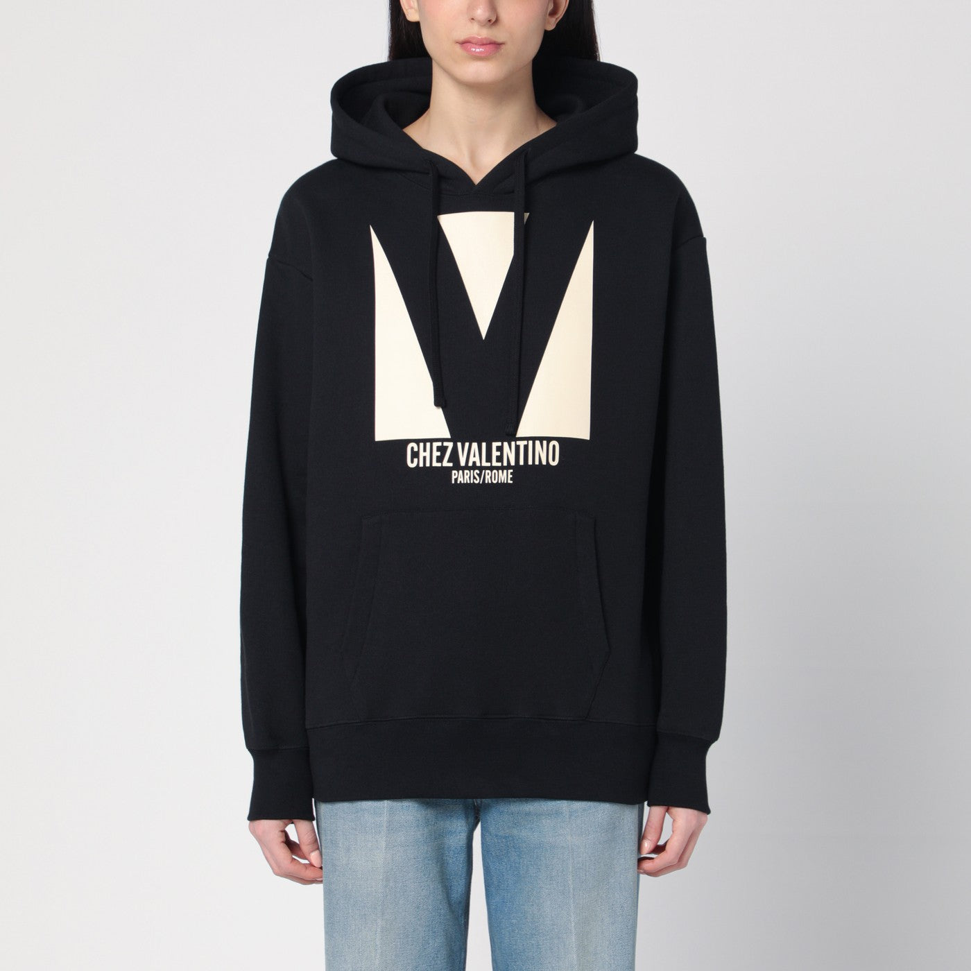 Black sweatshirt with Chez Valentino print Black sweatshirt with Chez Valentino print