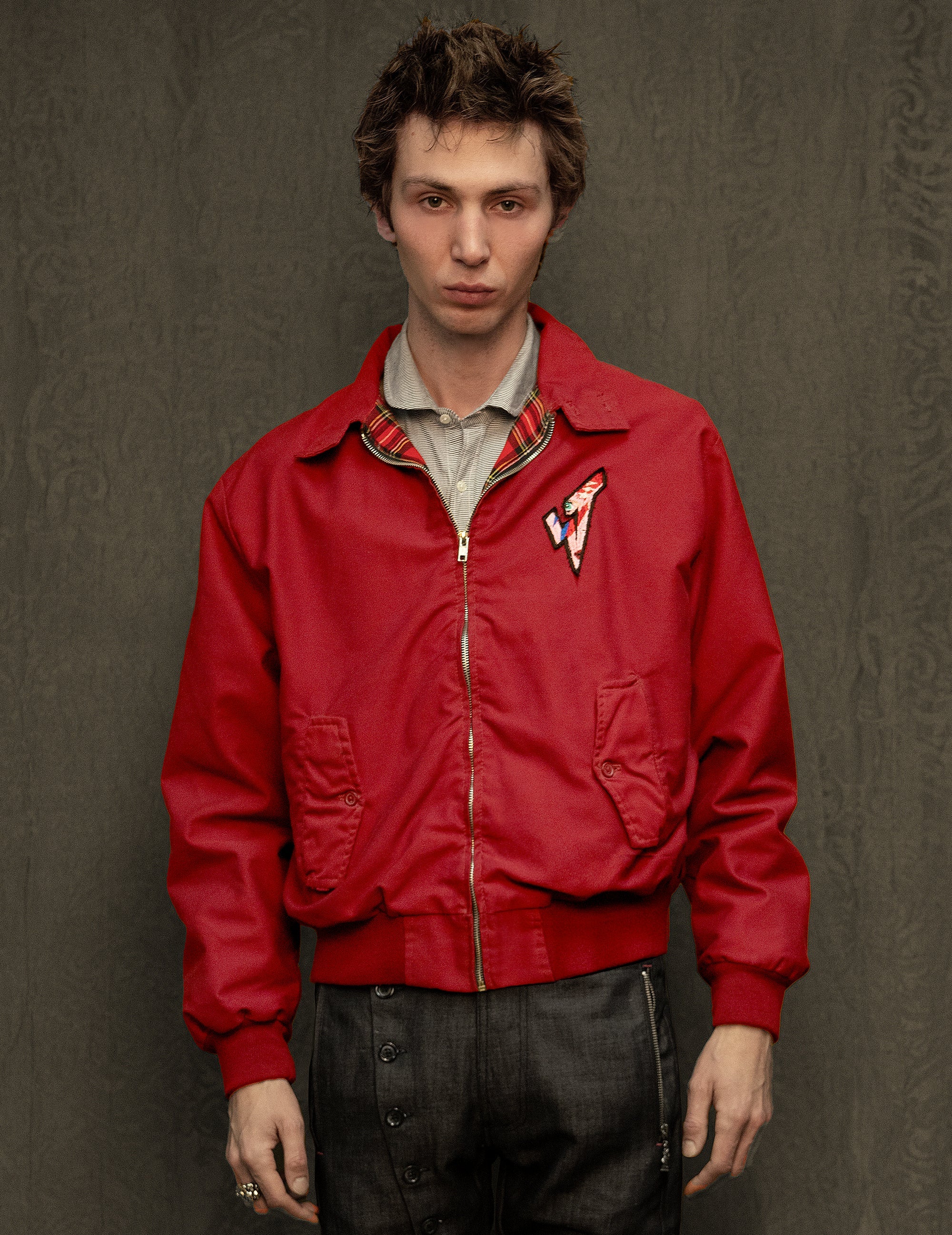 Classic Harrington Jacket in Red – With Logo Classic Harrington Jacket in Red – With Logo