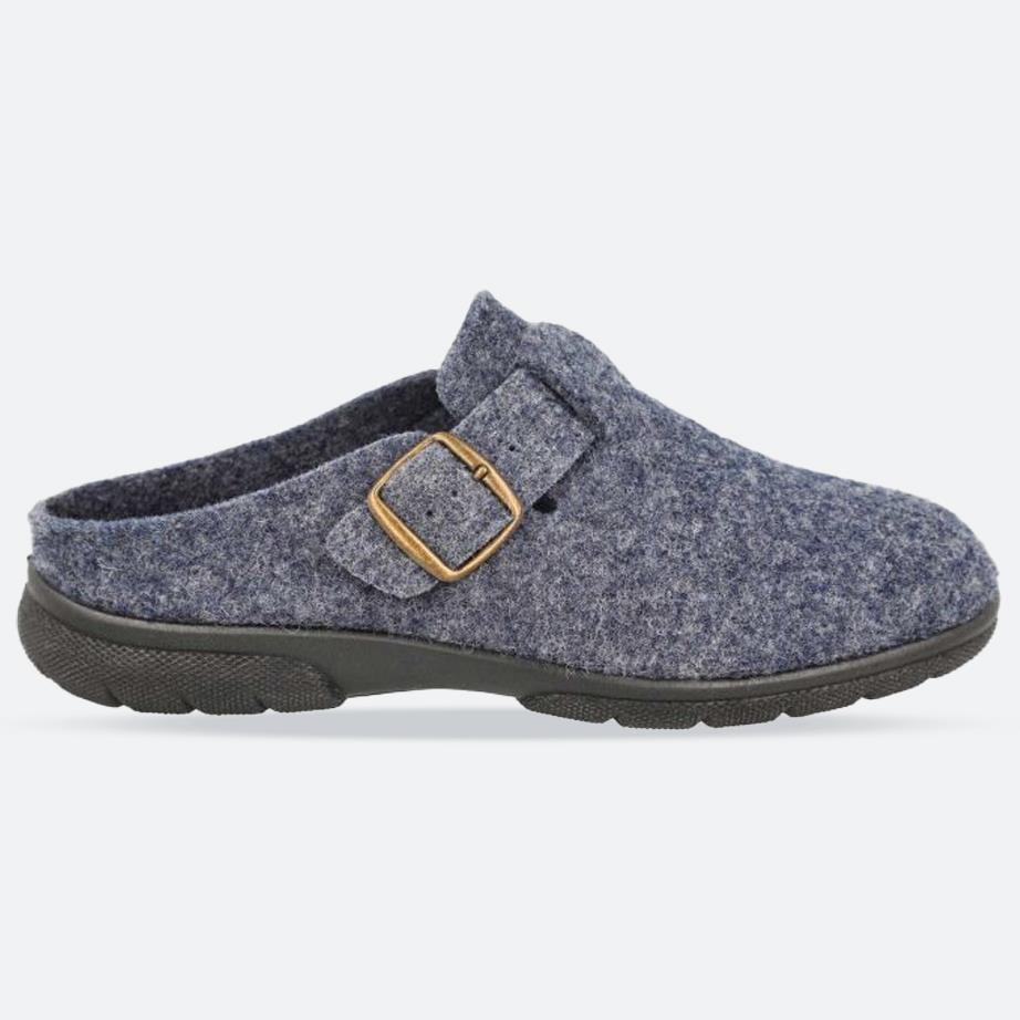 Men’s Wide Fit DB Skyfall Mule Buckle Slippers, Navy Felt V E – E Men’s Wide Fit DB Skyfall Mule Buckle Slippers, Navy Felt V E – E