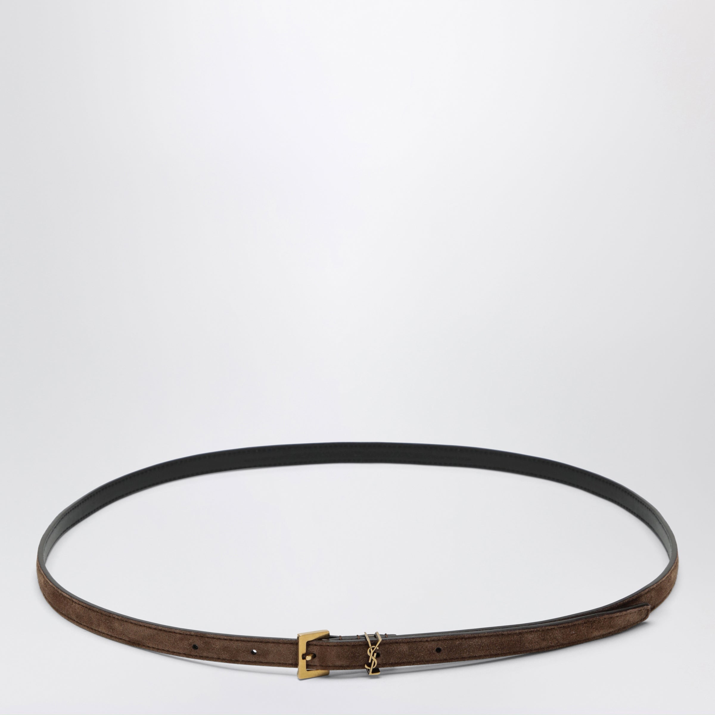 Cassandre extra-thin suede belt in brown
