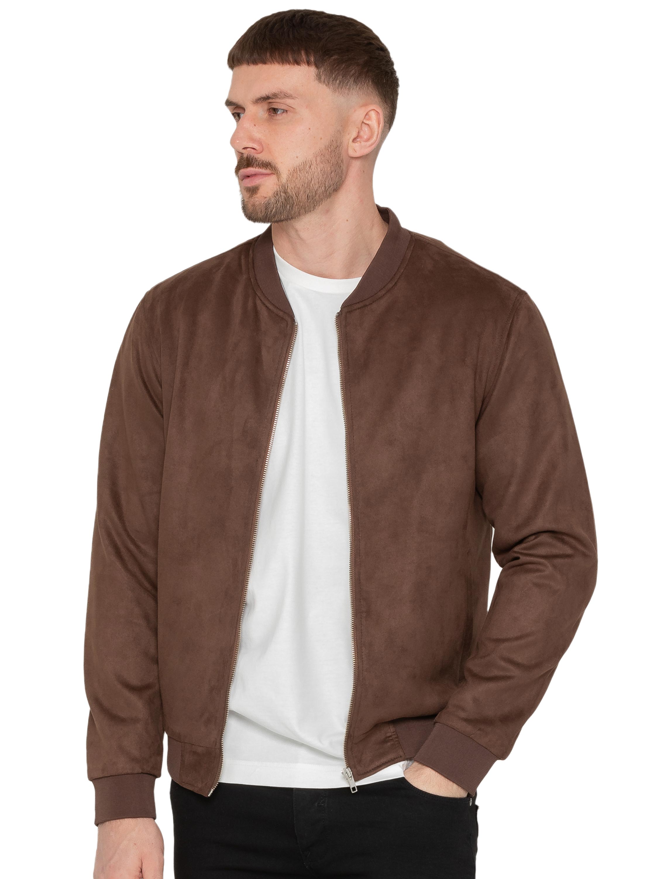 Mens Suede Bomber Jacket Casual Menswear