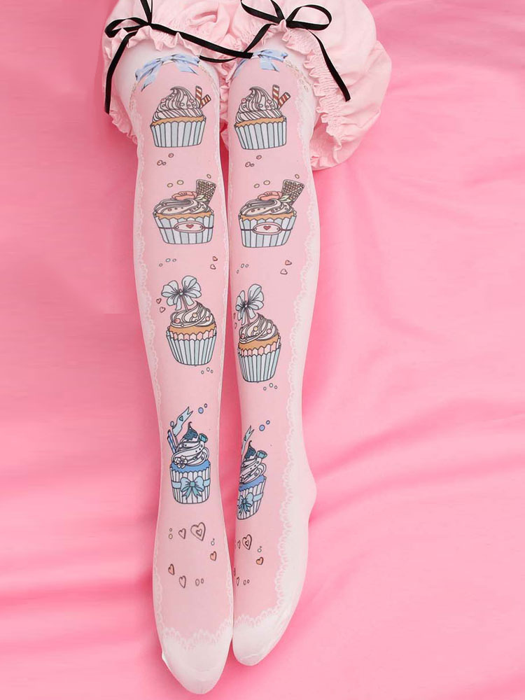 Sweet Lolita Stocking Velvet Printed Pink Lolita Socks Sweet Lolita Stocking Velvet Printed Pink Lolita Socks