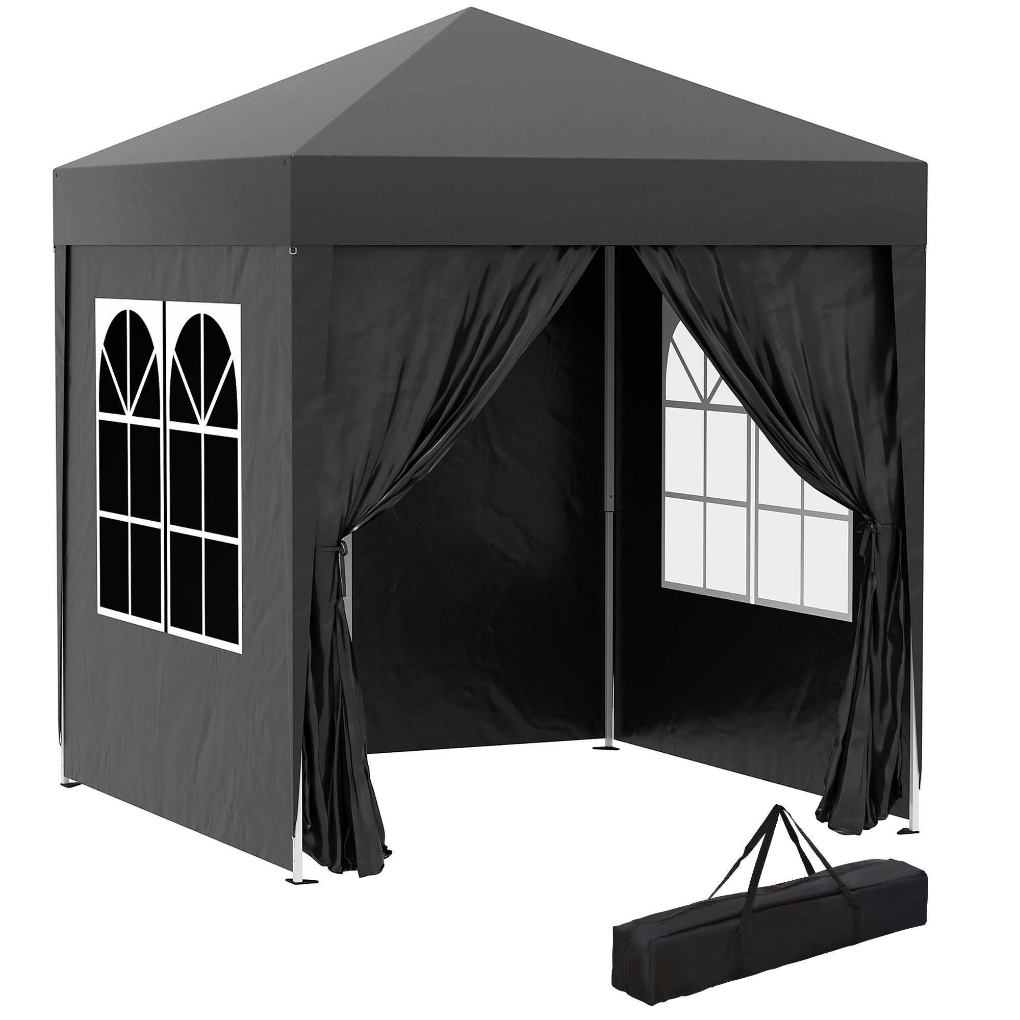 MCL x m Garden Pop Up Gazebo, Wedding Party Tent Marquee, Water Resistant Awning Canopy with Sidewalls, Windows, Carry Bag, Black MCL x m Garden Pop Up Gazebo, Wedding Party Tent Marquee, Water Resistant Awning Canopy with Sidewalls, Windows, Carry Bag, Black
