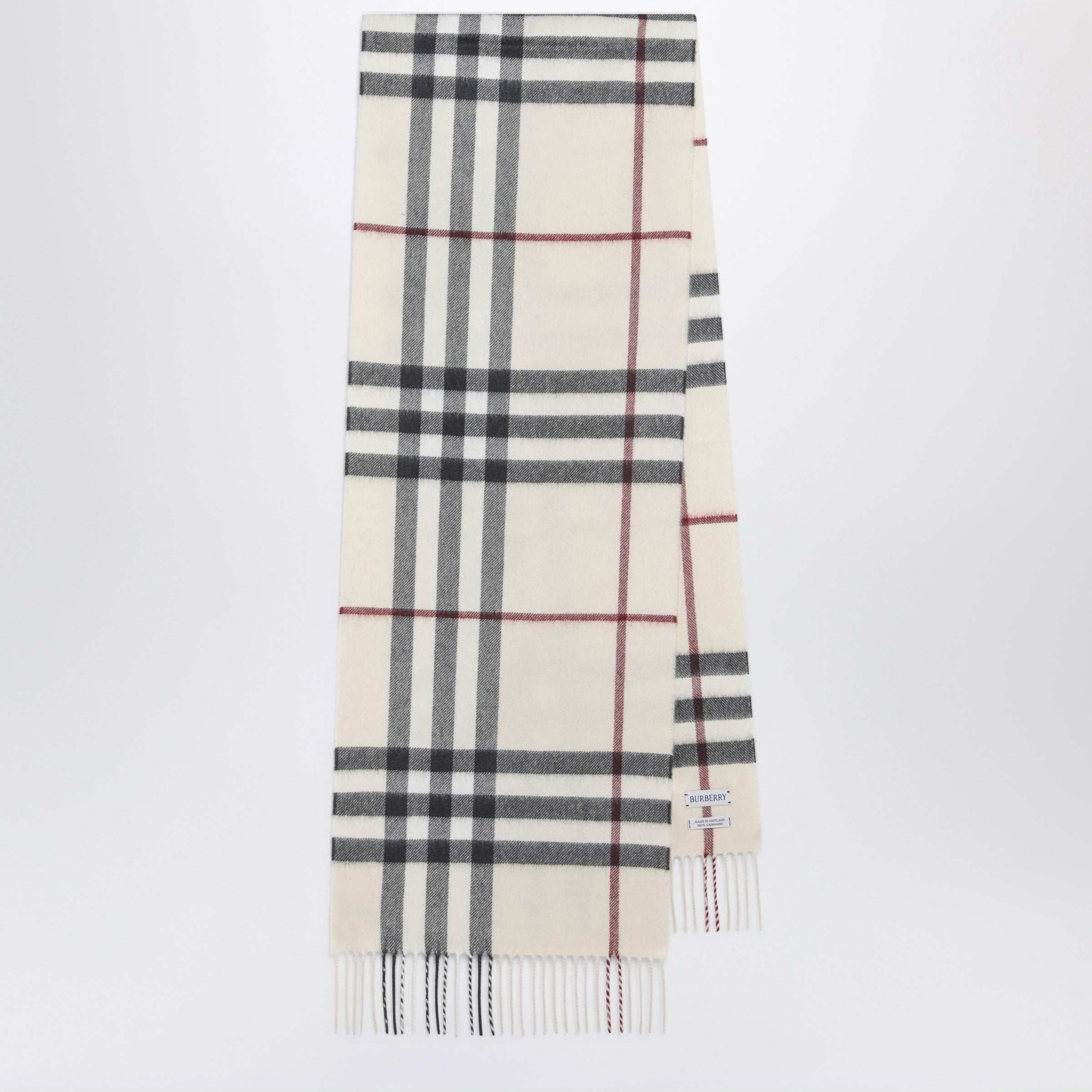 Check cashmere scarf in stone Check cashmere scarf in stone