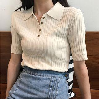 Knit Polo Shirt Almond