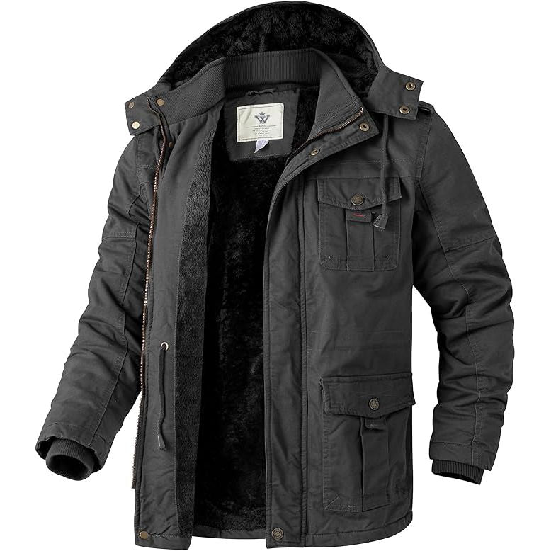 Mens Winter Parka Jacket Thick Fleece Lining Hooded Coat WenVen, Size Mens Winter Parka Jacket Thick Fleece Lining Hooded Coat WenVen, Size