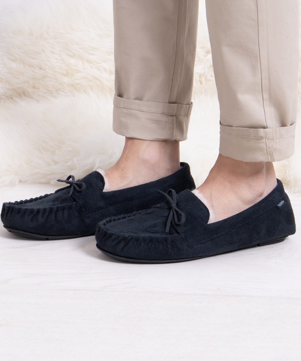 Damart Totes Mens Faux Fur Lined Moccasin Slippers Damart Totes Mens Faux Fur Lined Moccasin Slippers