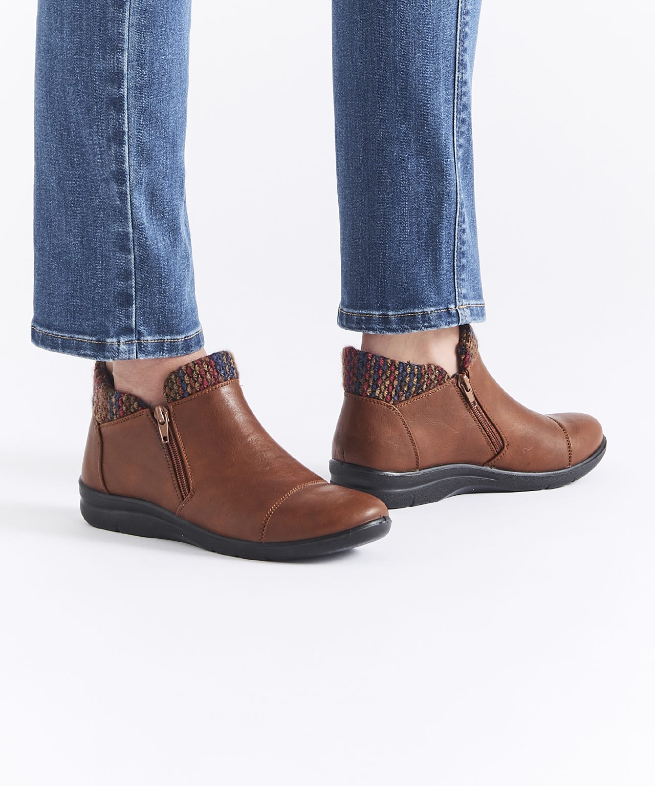 Damart Cushion-walk Tweed-look Trim Ankle Boots Damart Cushion-walk Tweed-look Trim Ankle Boots