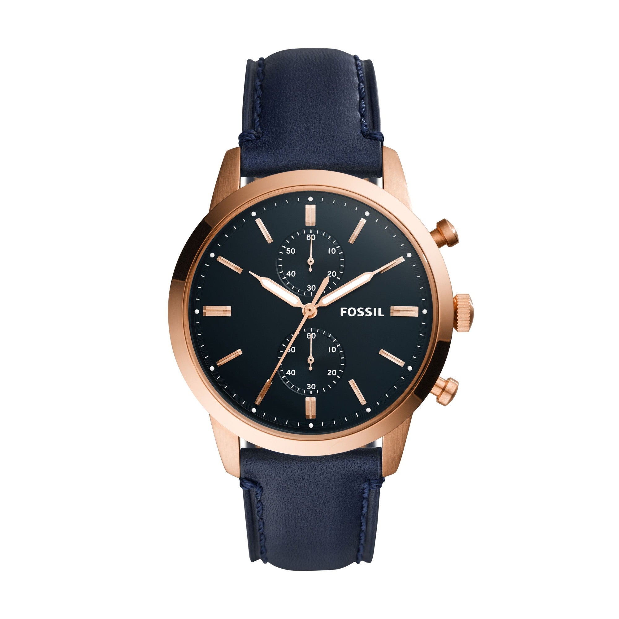 Fossil Men’s Townsman Chronograph Navy Leather Watch mm Fossil Men’s Townsman Chronograph Navy Leather Watch mm