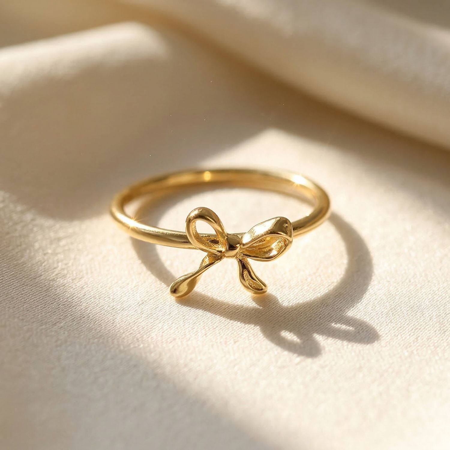 Bow Tie Bowknot Thin Gold Plated Stacking Ring