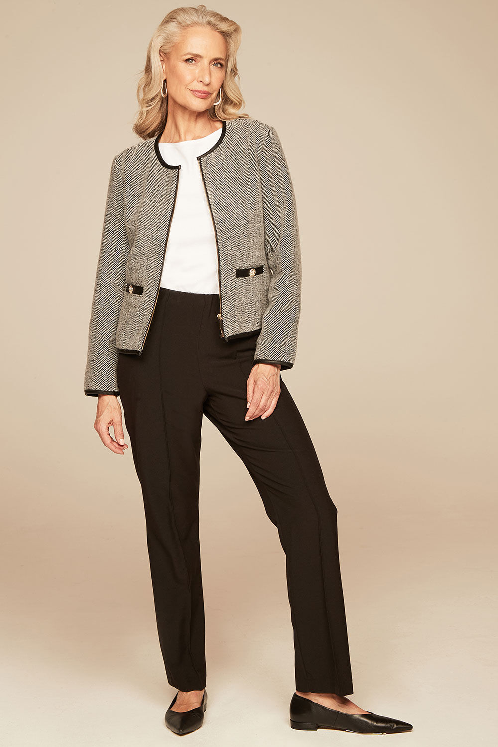 Bonmarche Ladies Black Comfort Waist Straight Leg Trousers, Size: