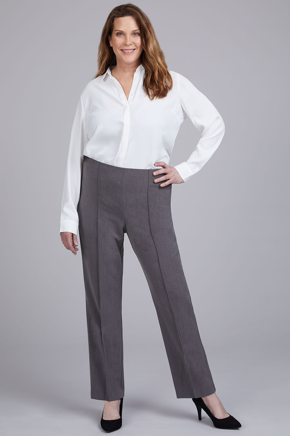 Bonmarche Grey Comfort Waist Straight Leg Trousers, Size: Bonmarche Grey Comfort Waist Straight Leg Trousers, Size: