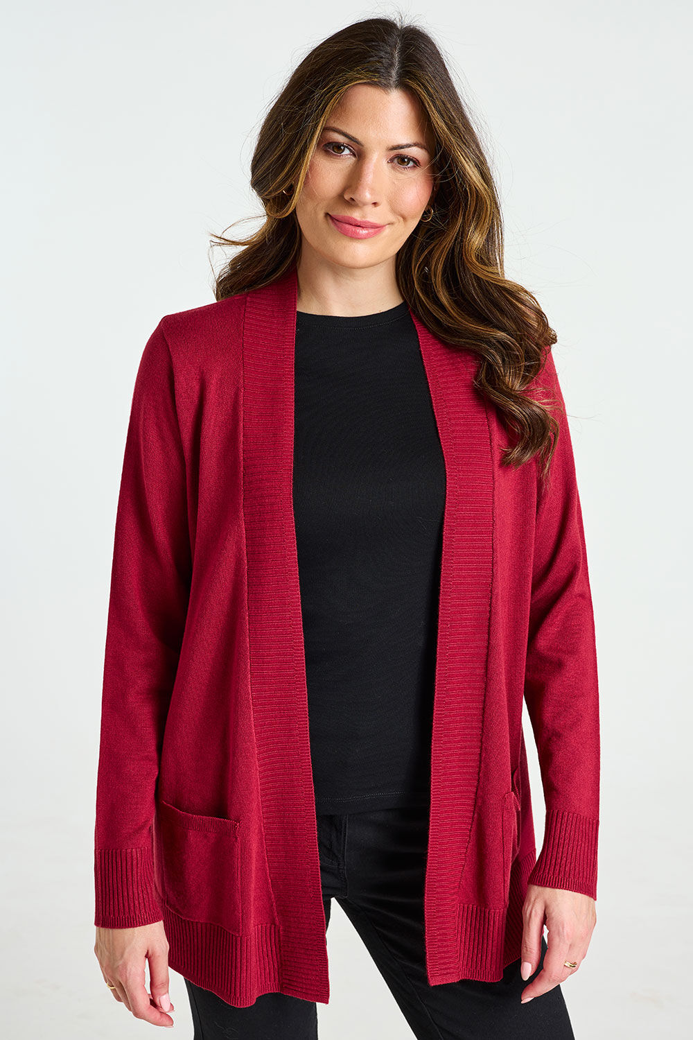 Bonmarche Red Edge to Edge Cardigan, Size: Bonmarche Red Edge to Edge Cardigan, Size: