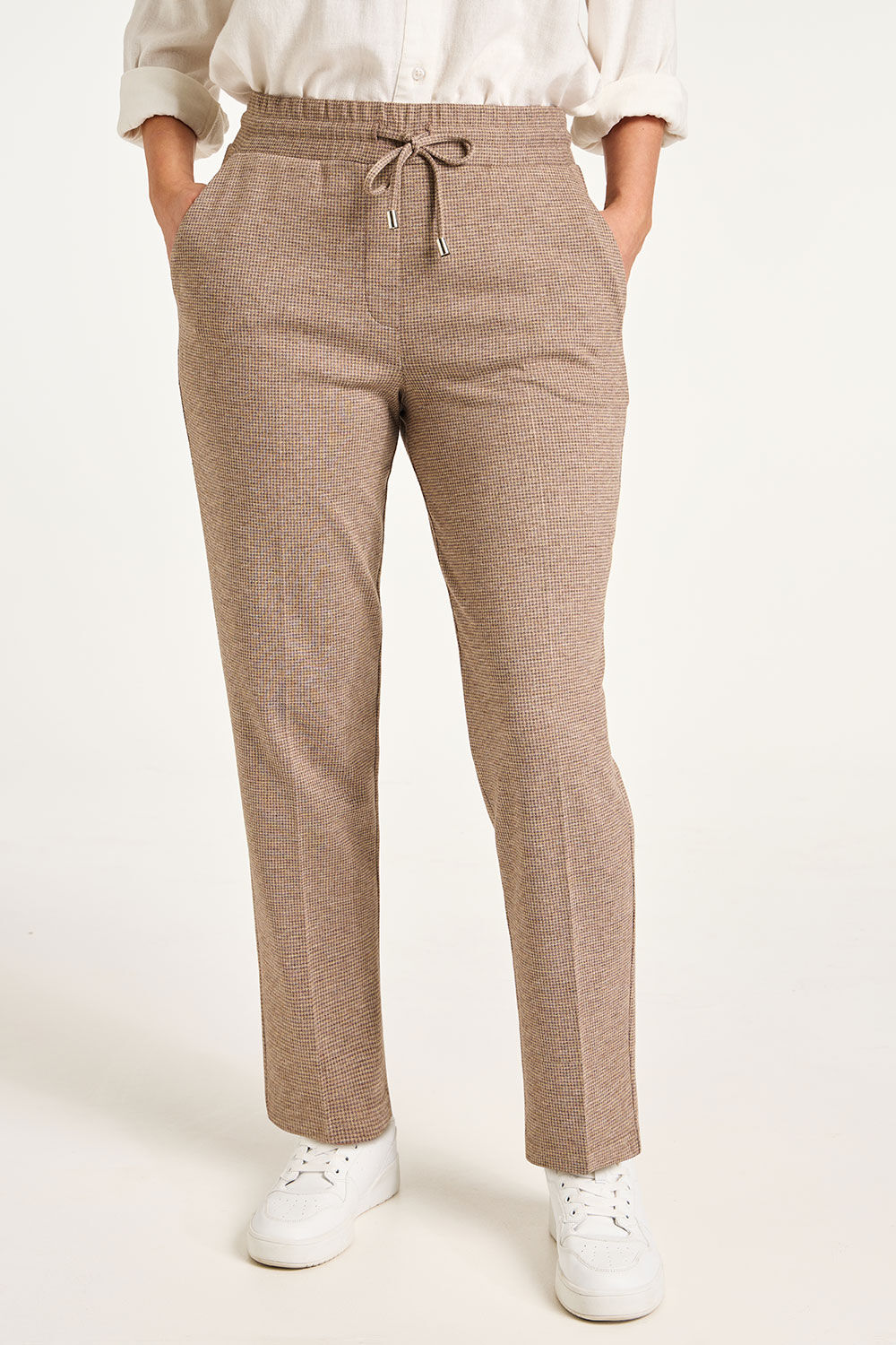 Bonmarche Beige Jacquard Tapered Joggers, Size: Bonmarche Beige Jacquard Tapered Joggers, Size: