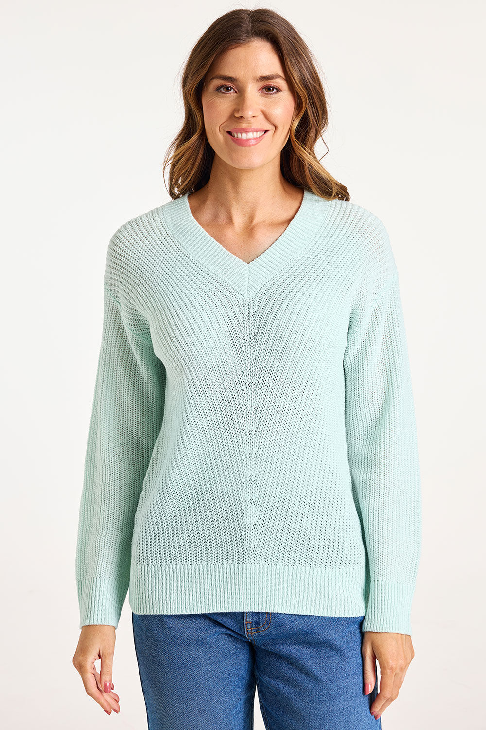 Bonmarche Mint Plain V-neck Jumper, Size: Bonmarche Mint Plain V-neck Jumper, Size: