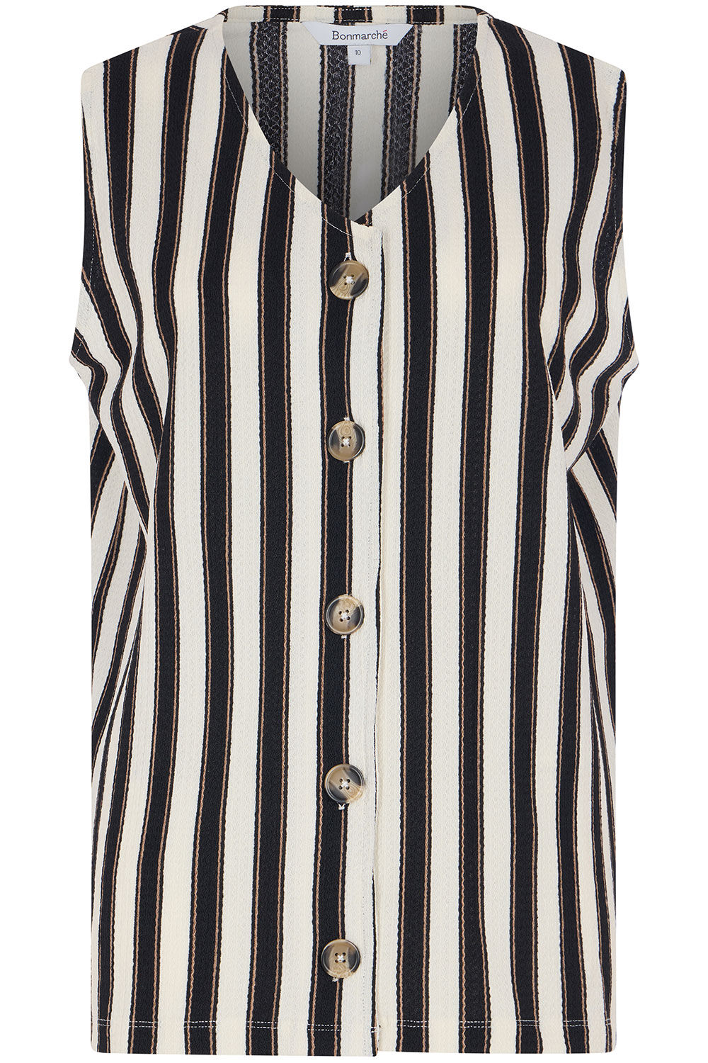 Bonmarche Ivory Sleeveless Stripe Textured Waistcoat, Size: Bonmarche Ivory Sleeveless Stripe Textured Waistcoat, Size:
