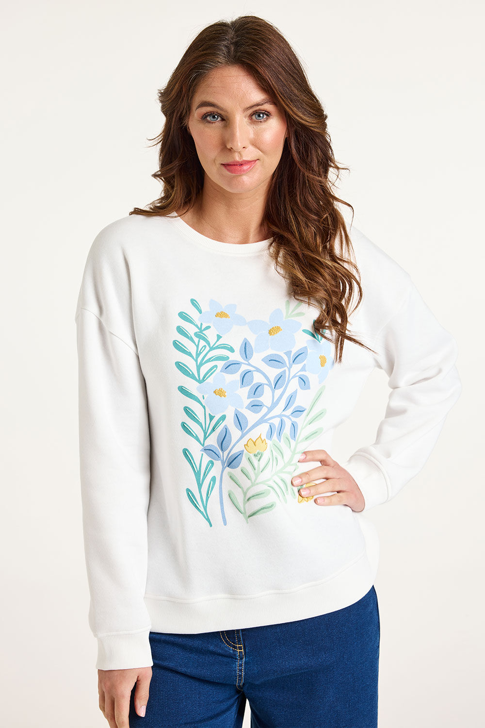 Bonmarche Leaf Motif Long Sleeve Sweatshirt