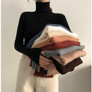 Turtleneck Long-Sleeve Knit Top White Turtleneck Long-Sleeve Knit Top White