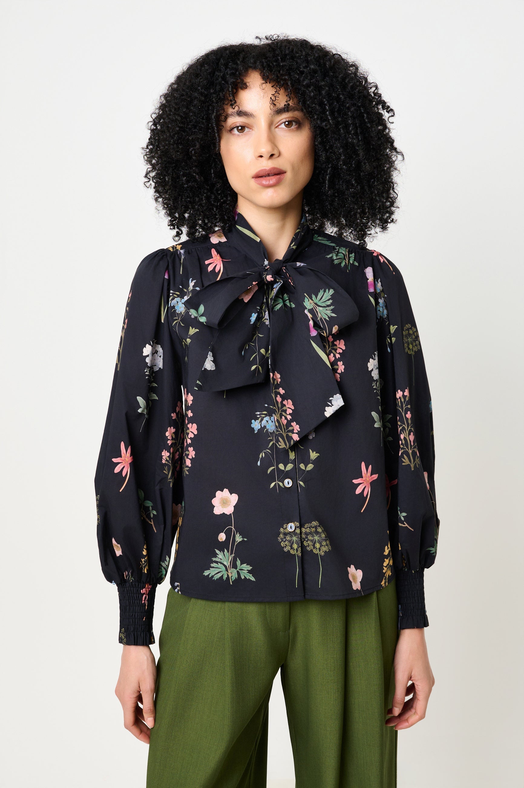 Aditi Flower Press Print Tie Neck Blouse – Multi Colour Aditi Flower Press Print Tie Neck Blouse – Multi Colour