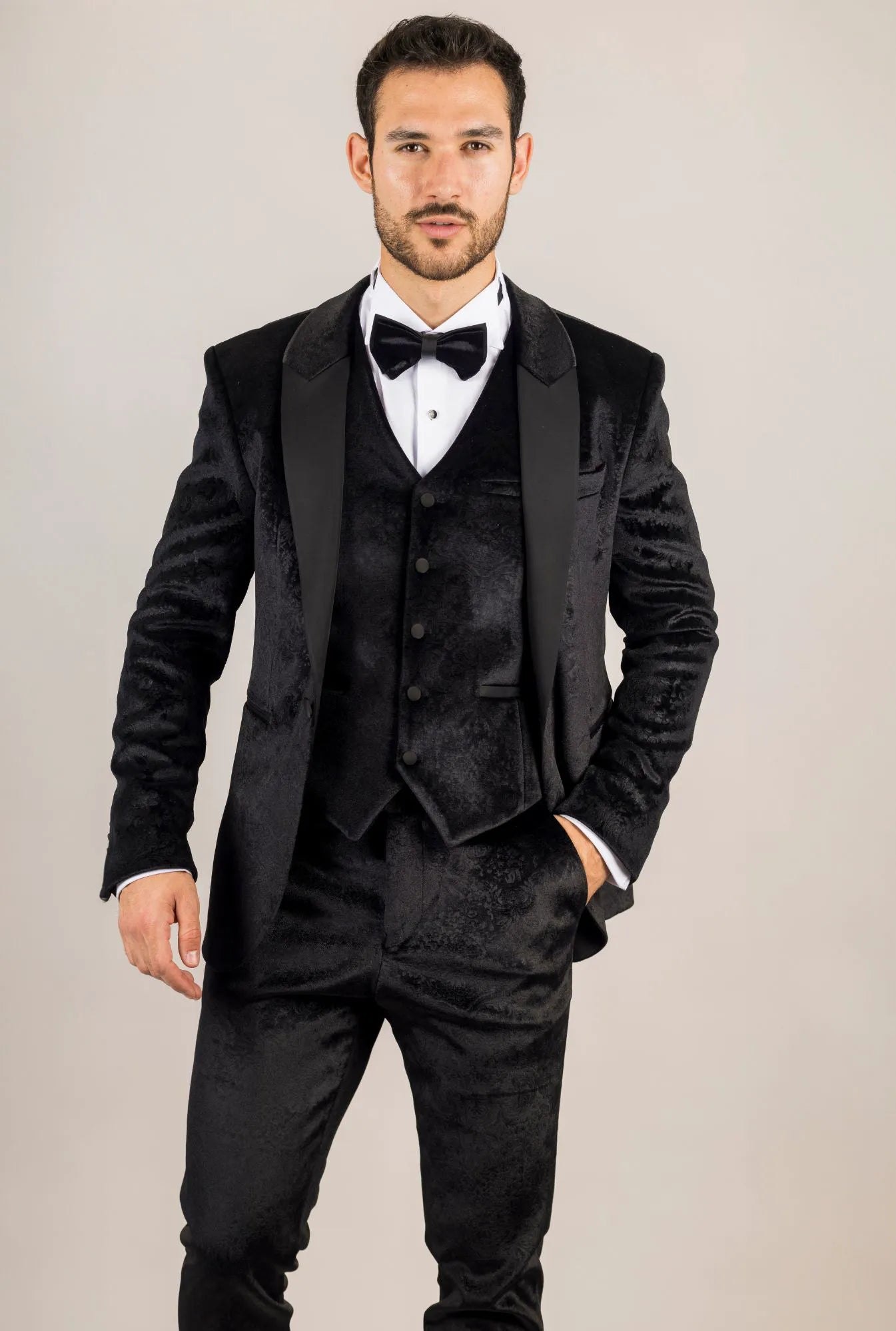 AK- – Men’s Black Piece Velvet Wedding Tuxedo Suit – ” Jacket ” Trousers AK- – Men’s Black Piece Velvet Wedding Tuxedo Suit – ” Jacket ” Trousers