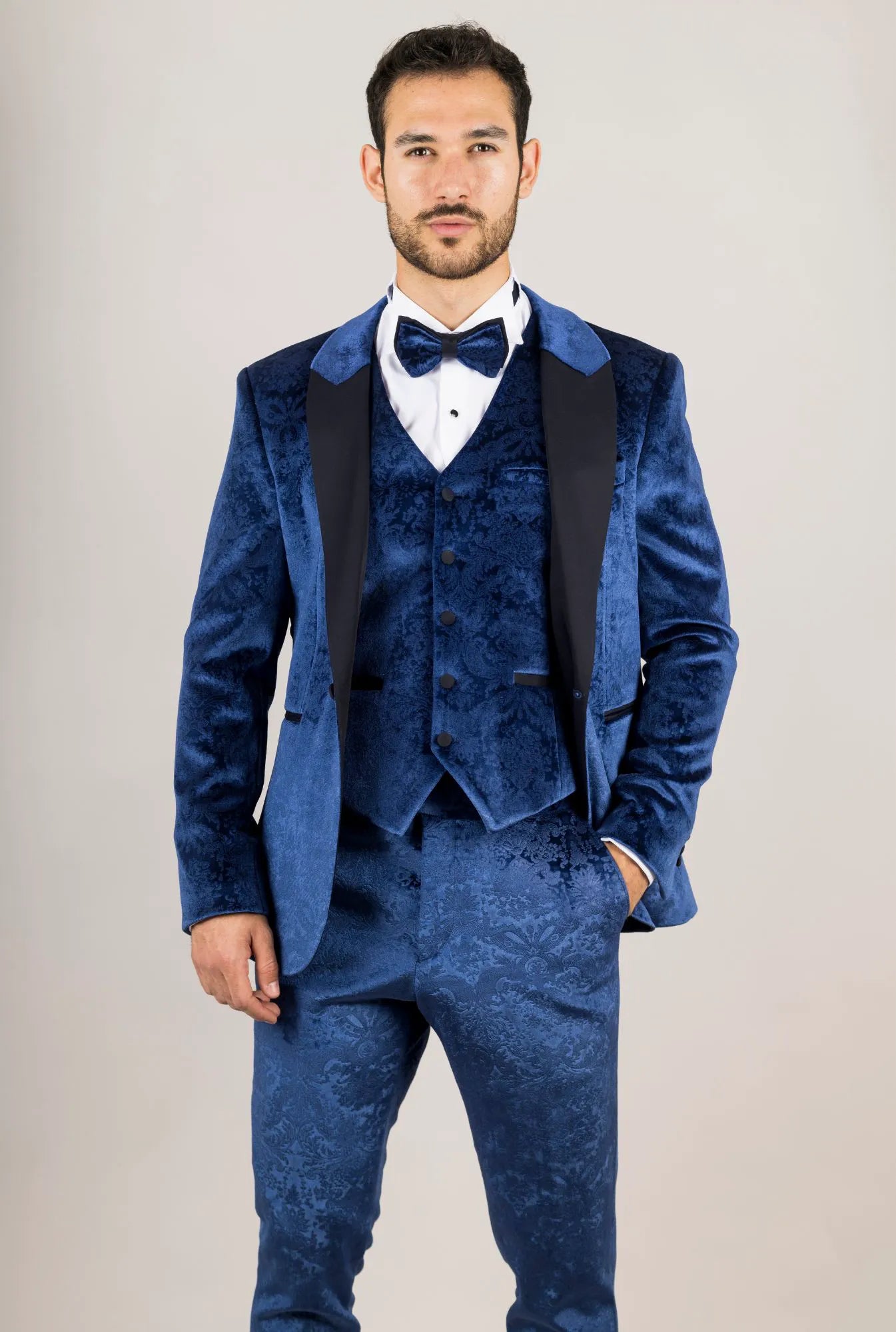 AK- – Men’s Blue Piece Velvet Wedding Tuxedo Suit – ” Jacket ” Trousers AK- – Men’s Blue Piece Velvet Wedding Tuxedo Suit – ” Jacket ” Trousers