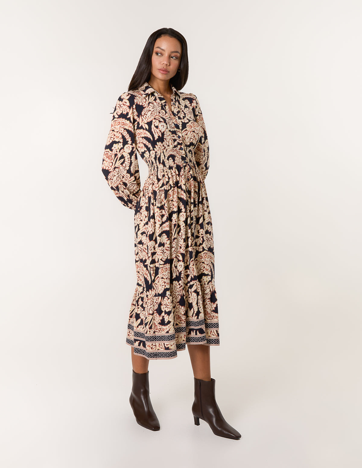 Border Print Shirt Dress – S NAVY Border Print Shirt Dress – S NAVY