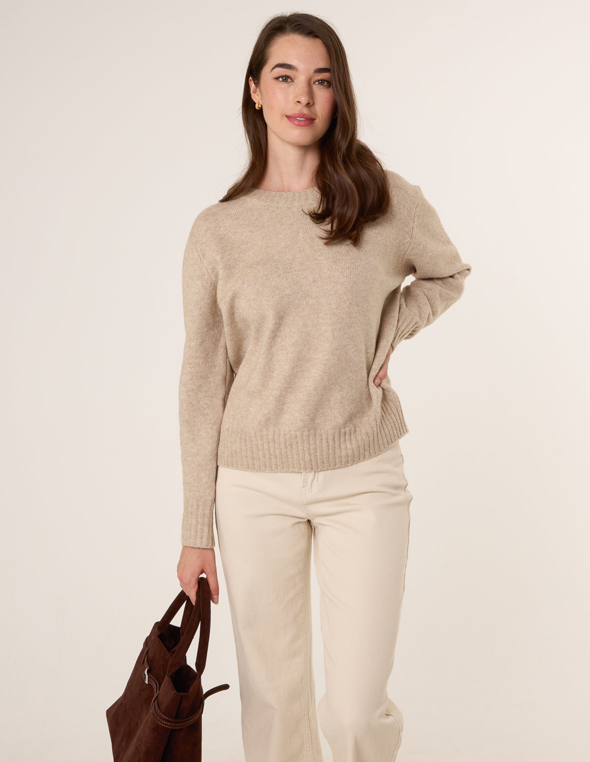 Jumper With Open Back Bow Tie – BEIGE MELANGE Jumper With Open Back Bow Tie – BEIGE MELANGE