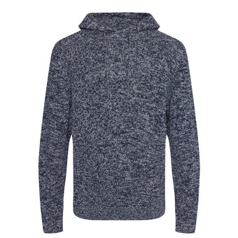 Knitted Recycled Hoodie – Navy Heather Grey Knitted Recycled Hoodie – Navy Heather Grey