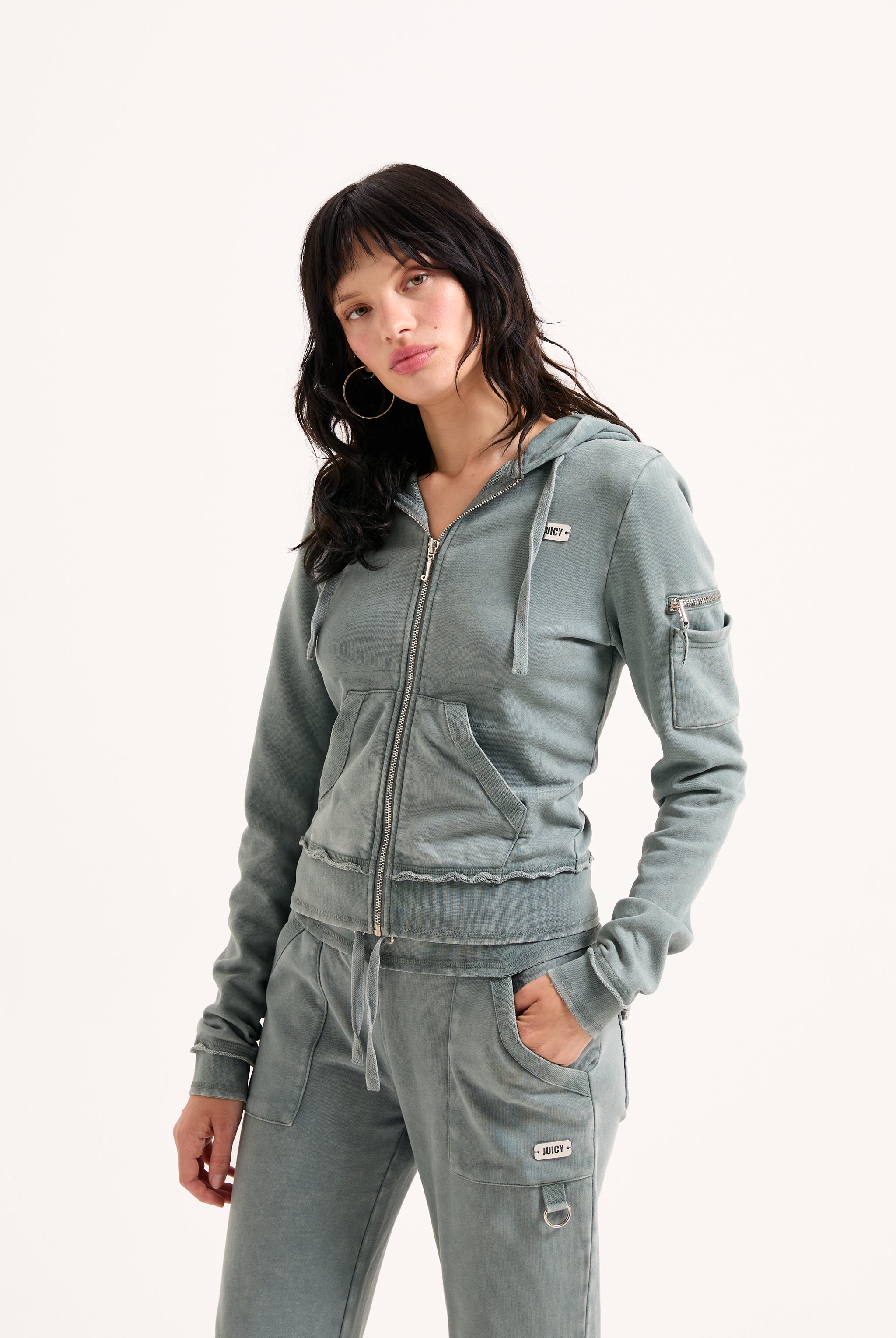 DUCK GREEN WASHED COTTON HOODIE – L Green DUCK GREEN WASHED COTTON HOODIE – L Green