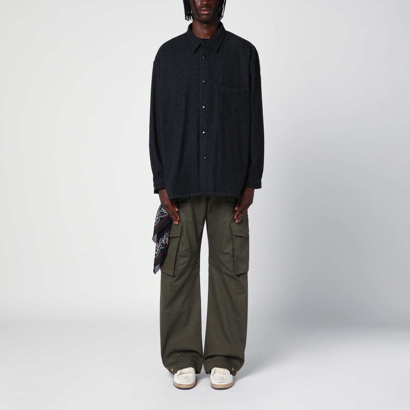 Charcoal grey wool and cashmere overshirt Charcoal grey wool and cashmere overshirt