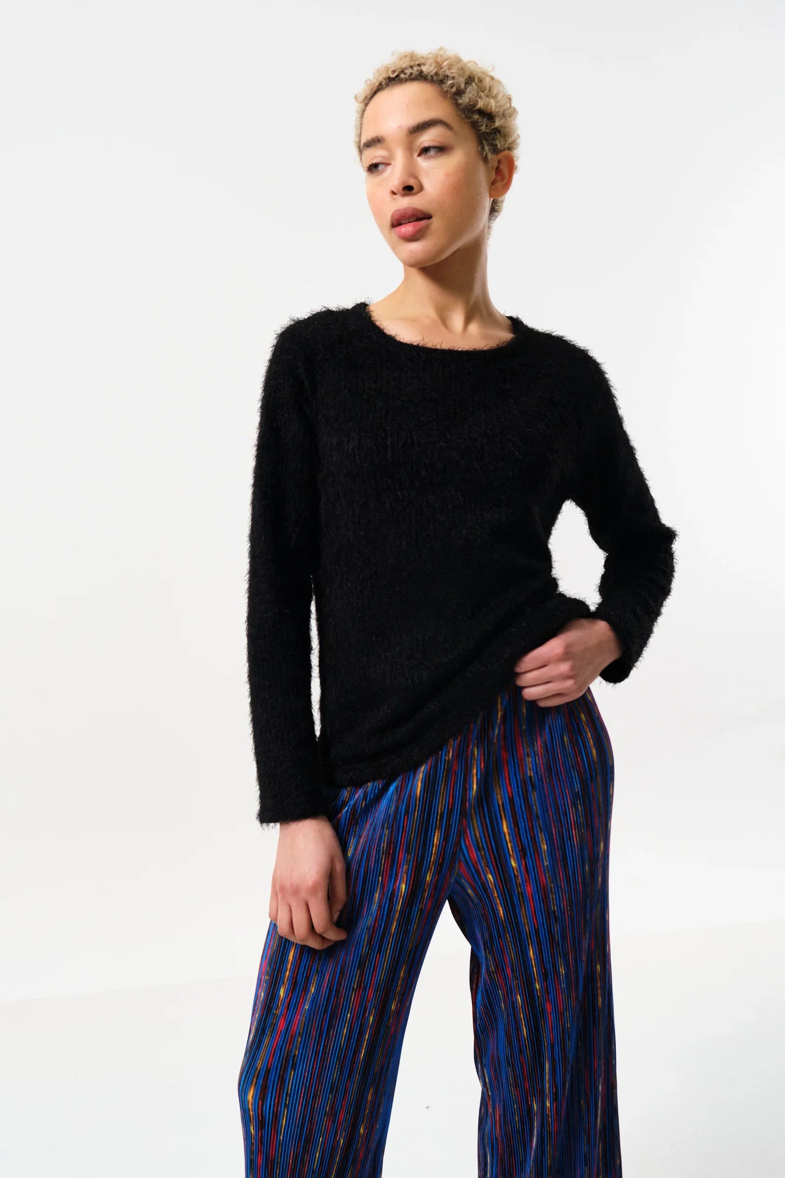 Blanka Eyelash Rib Long Sleeve Jumper – Black – Black Blanka Eyelash Rib Long Sleeve Jumper – Black – Black