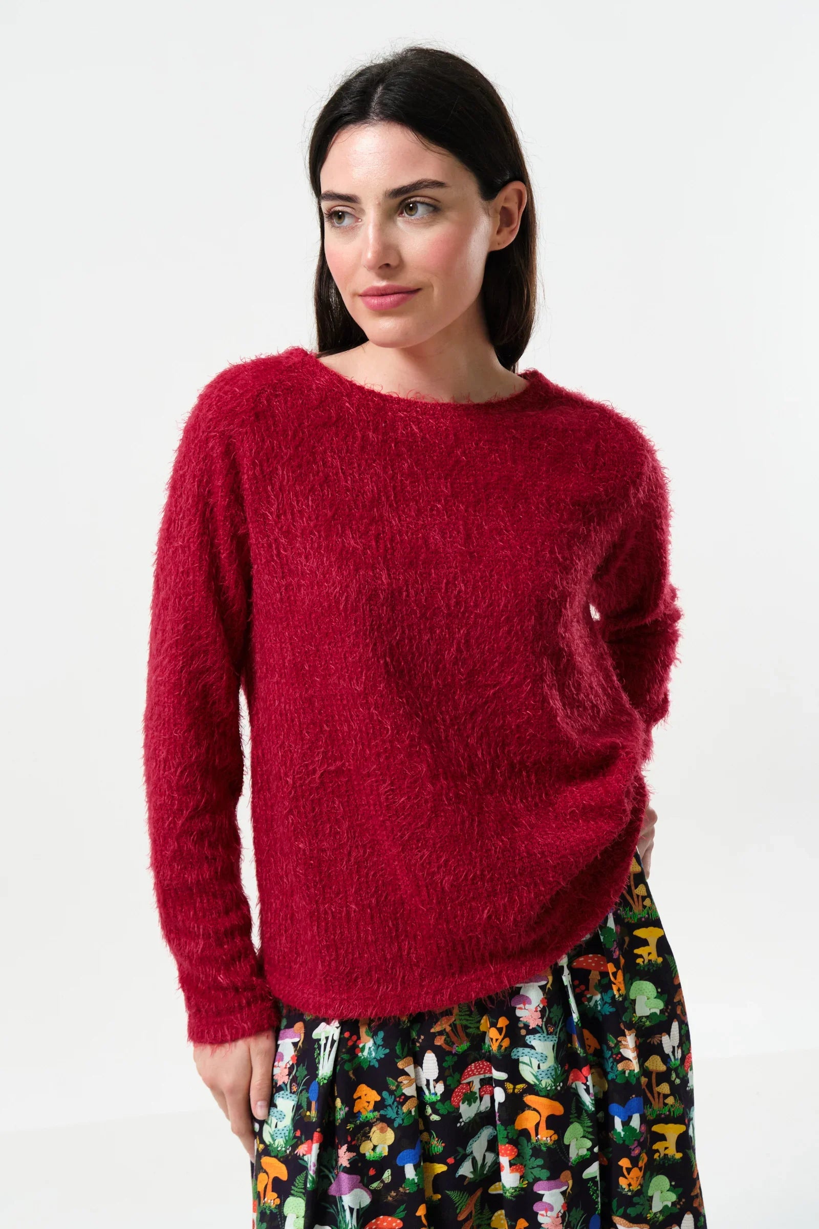 Blanka Eyelash Long Sleeve Jumper – Red