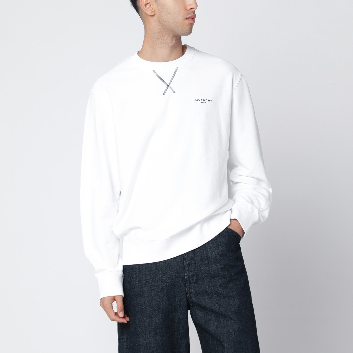 White Couture Seam sweatshirt with embroidered logo White Couture Seam sweatshirt with embroidered logo