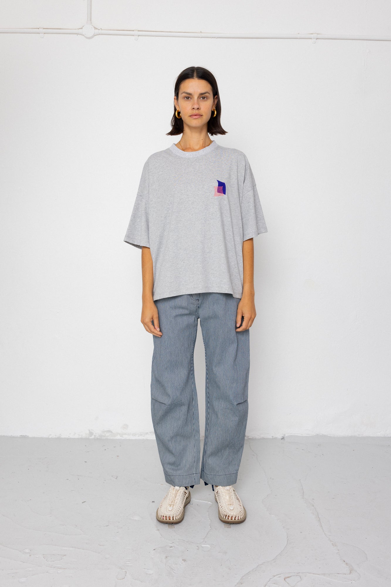 Boyfriend Shirt – Embroidered Grey Melange Boyfriend Shirt – Embroidered Grey Melange
