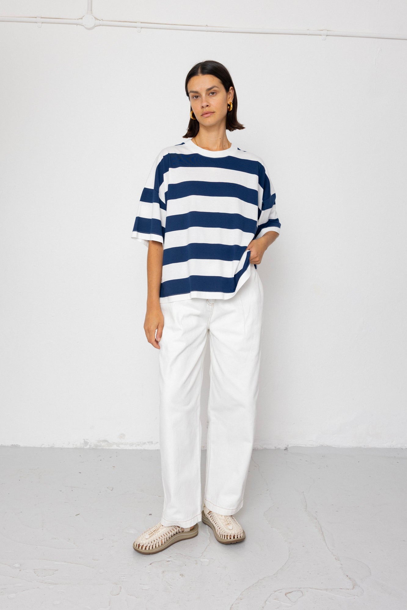 Boyfriend Shirt – Off White Indigo Blue Boyfriend Shirt – Off White Indigo Blue