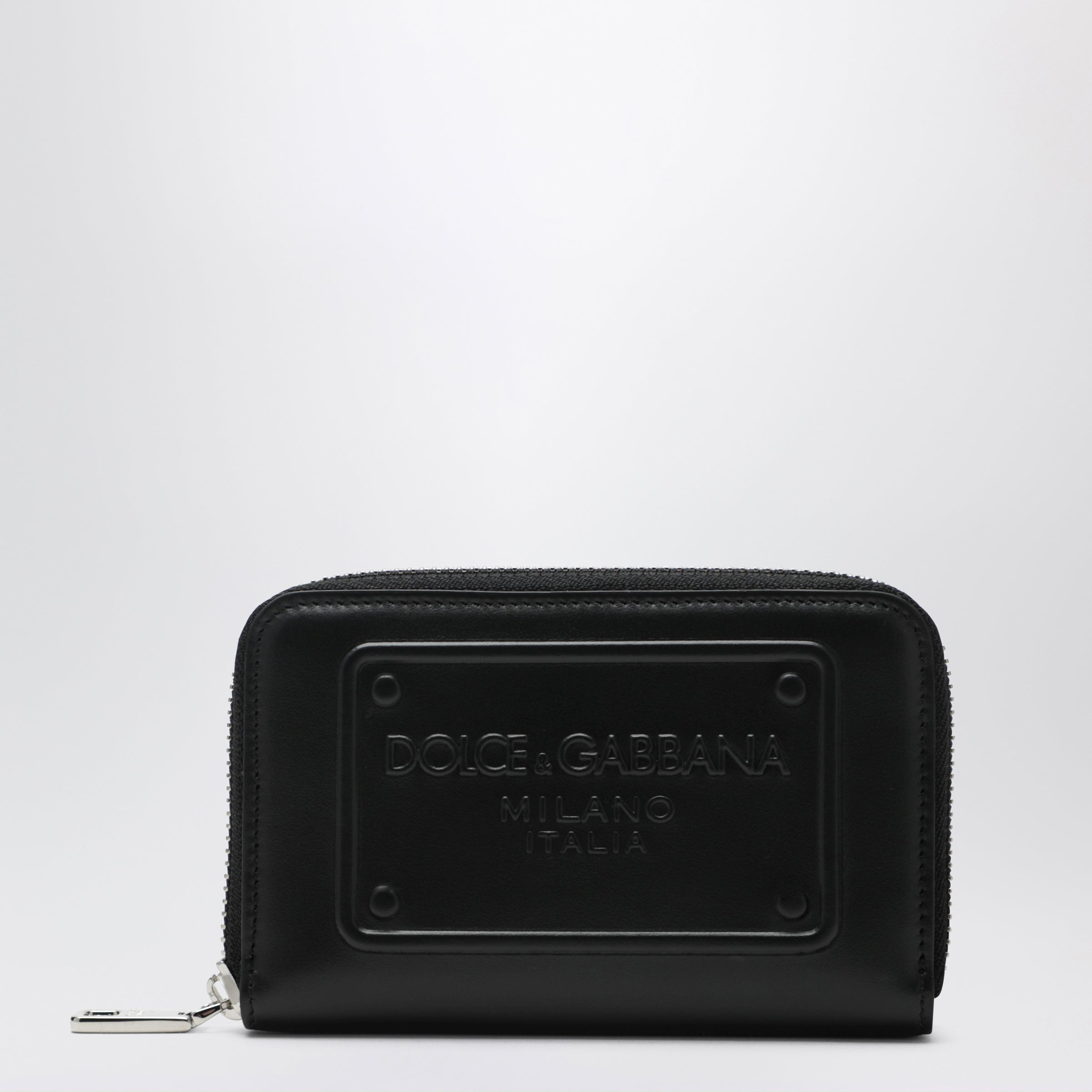 Small black zip-around wallet with embossed logo Small black zip-around wallet with embossed logo