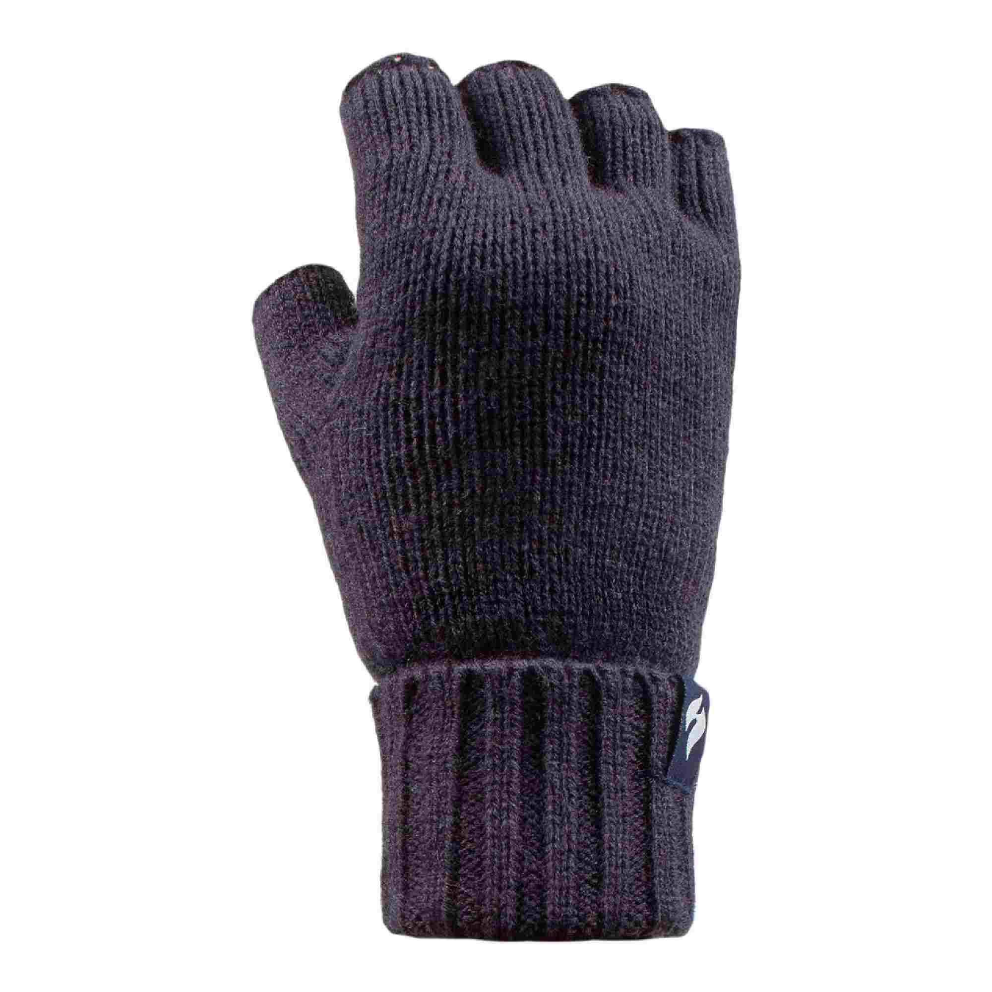 Ladies Knitted Fleece Lined Winter Thermal Fingerless Gloves – One Size Navy Solid Ladies Knitted Fleece Lined Winter Thermal Fingerless Gloves – One Size Navy Solid